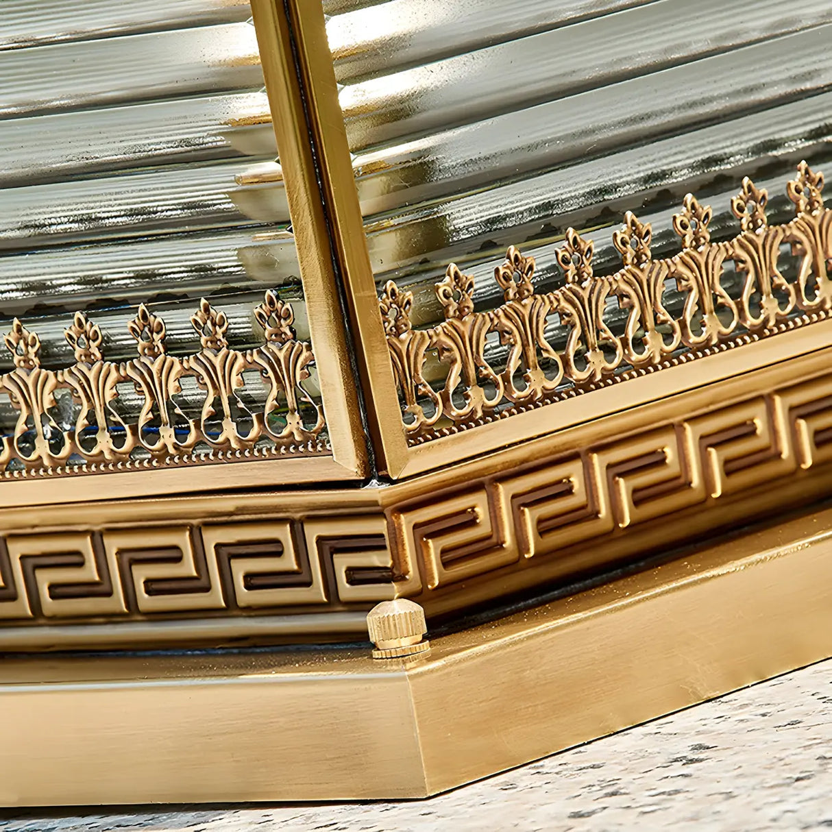 Vintage Glass Square Metal Outdoor Solar Table Lamp Image - 11