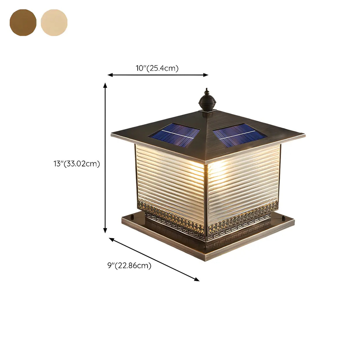 Vintage Glass Square Metal Outdoor Solar Table Lamp