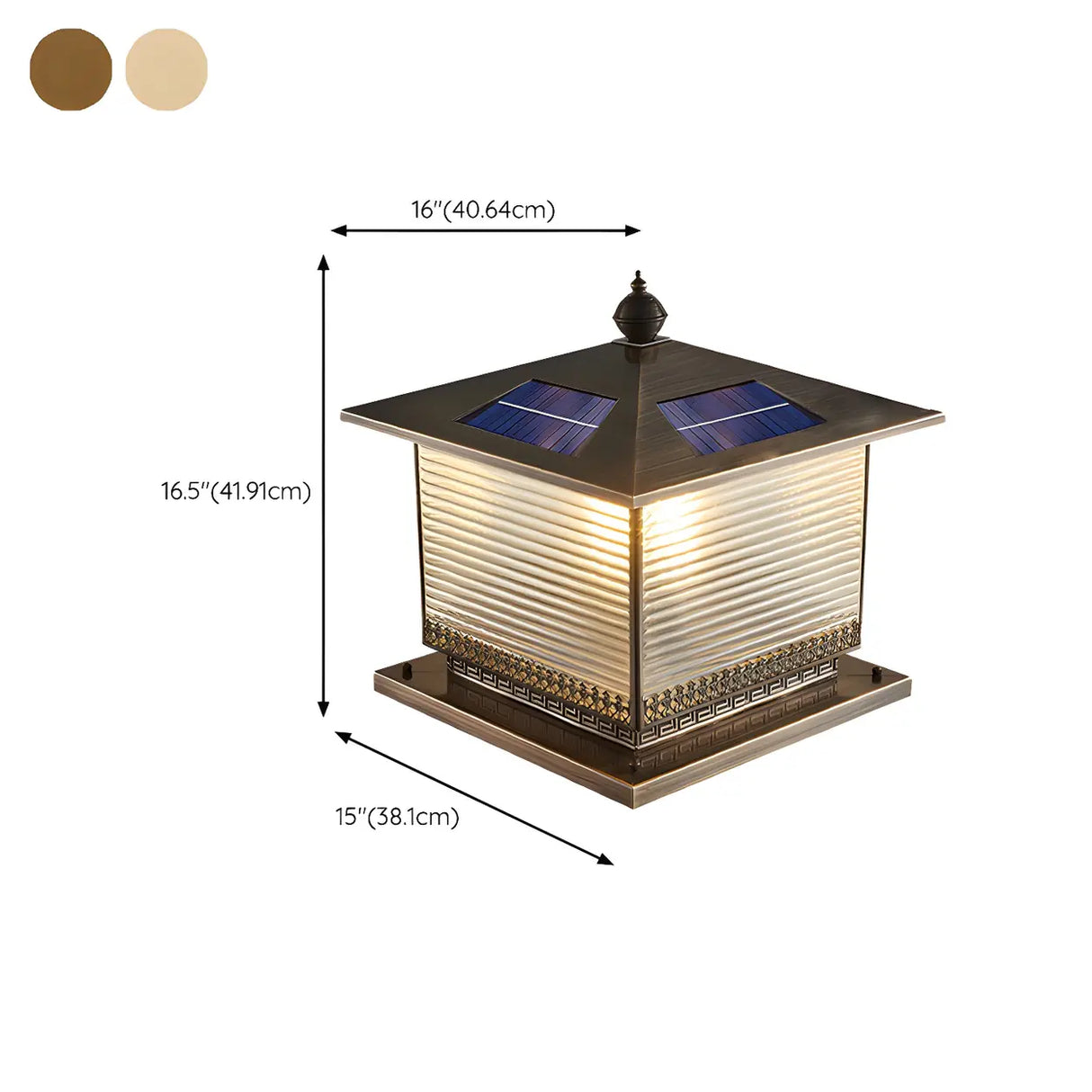 Vintage Glass Square Metal Outdoor Solar Table Lamp Image - 16