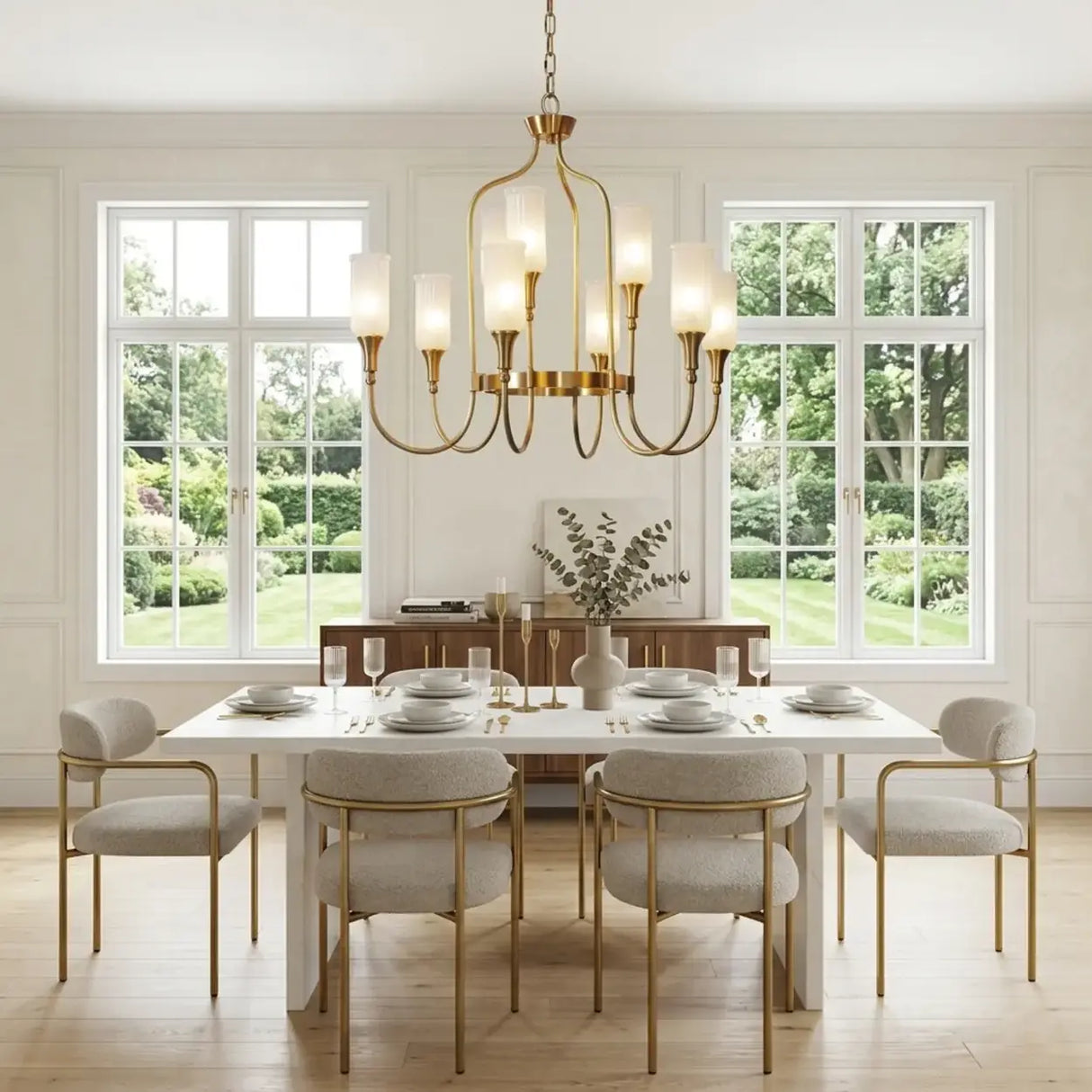 Vintage Gold Adjustable Curved Branch Cage Chandelier Image - 2