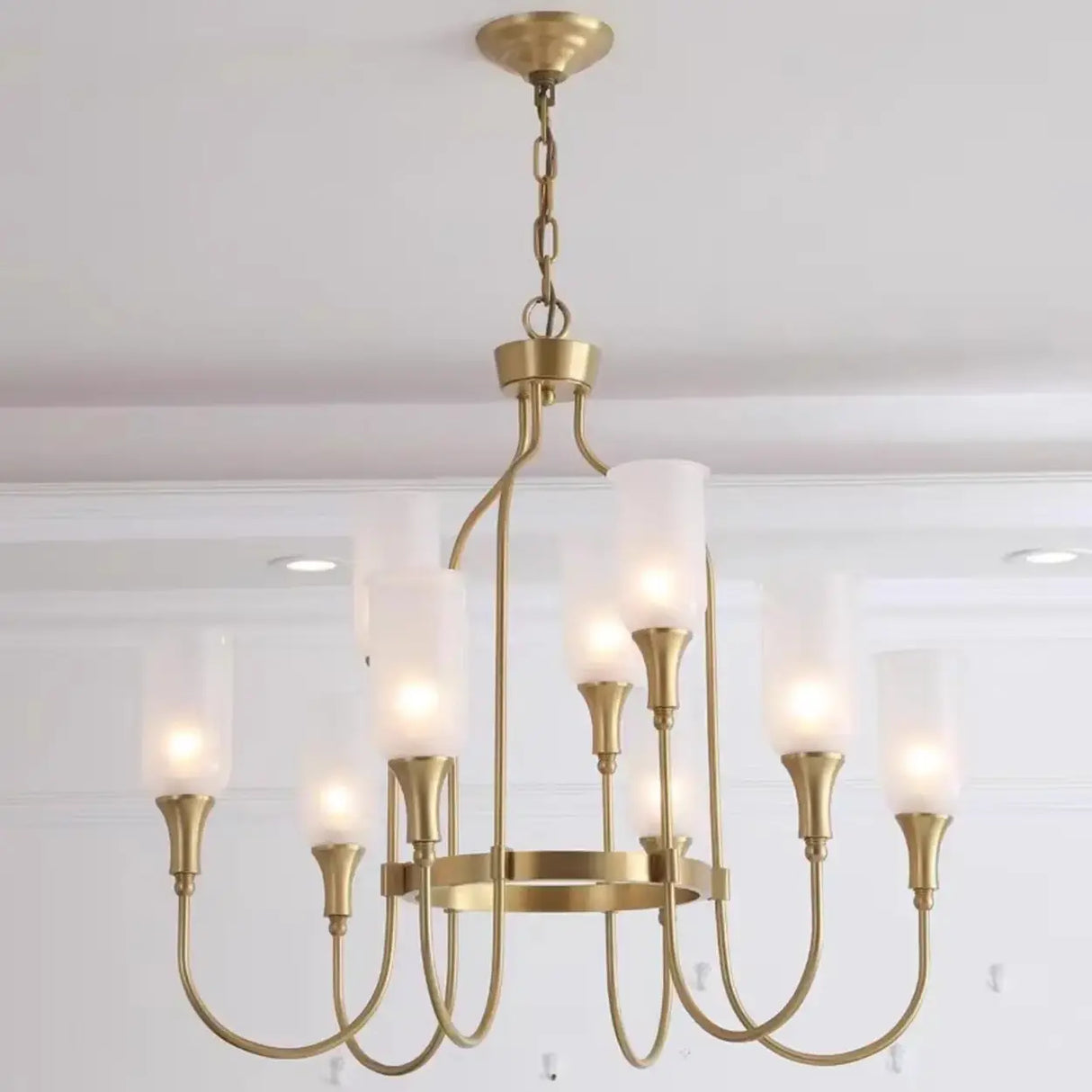 Vintage Gold Adjustable Curved Branch Cage Chandelier Image - 7