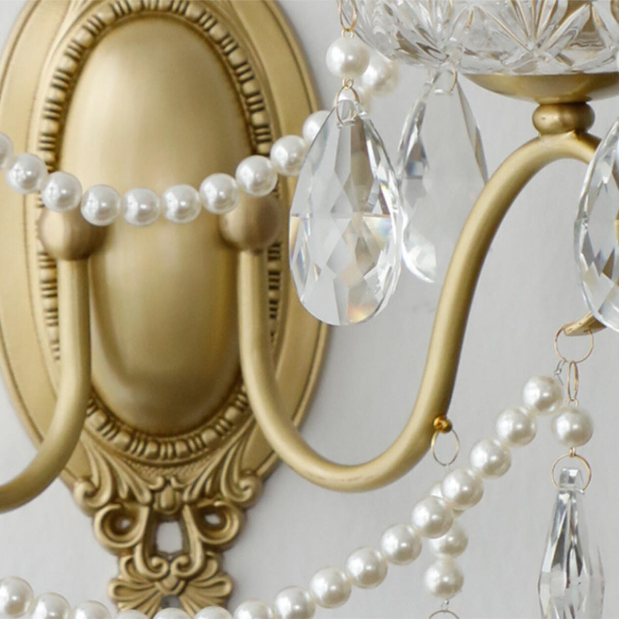 Vintage Gold Crystal Candle LED Wall Sconce Light Image - 10