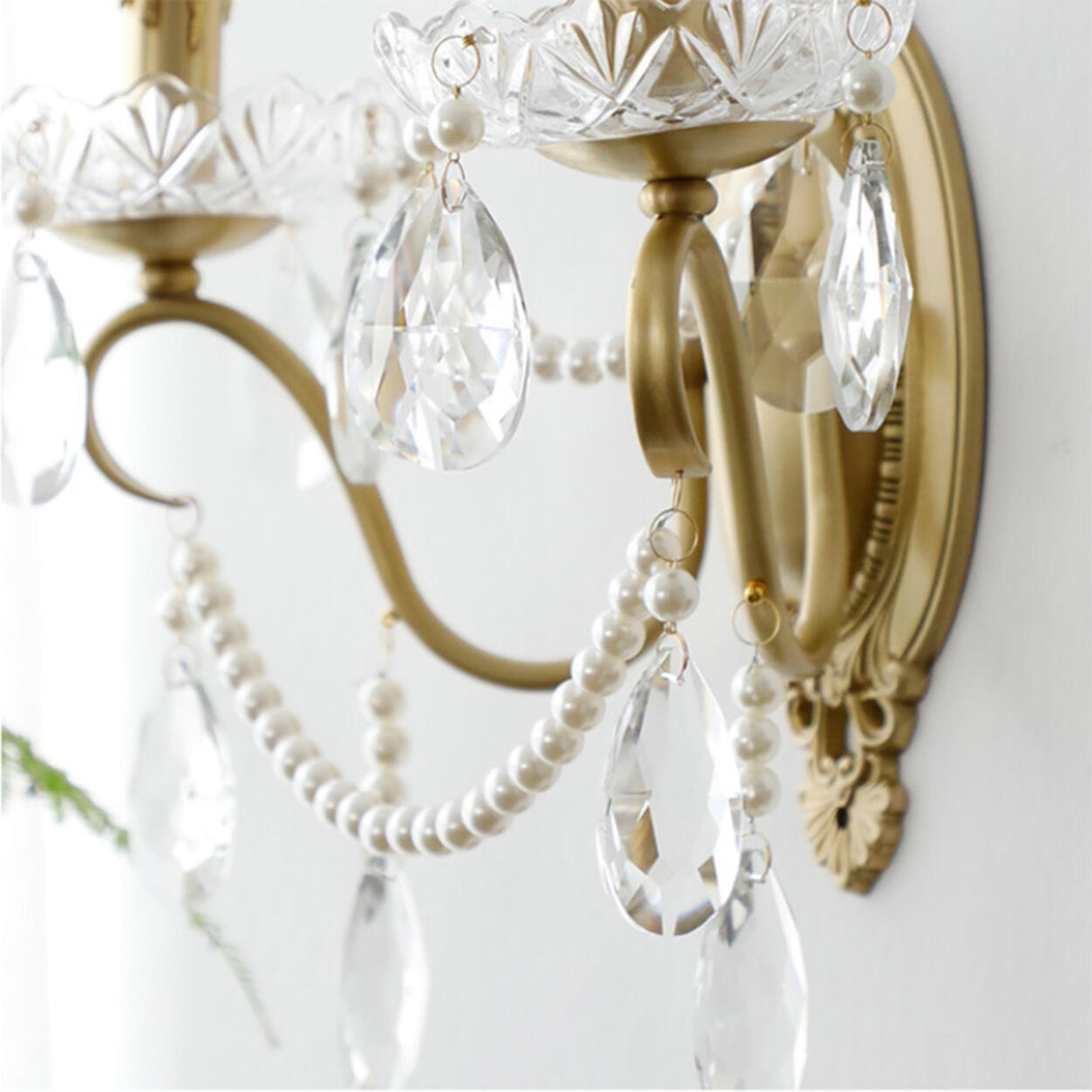 Vintage Gold Crystal Candle LED Wall Sconce Light Image - 11