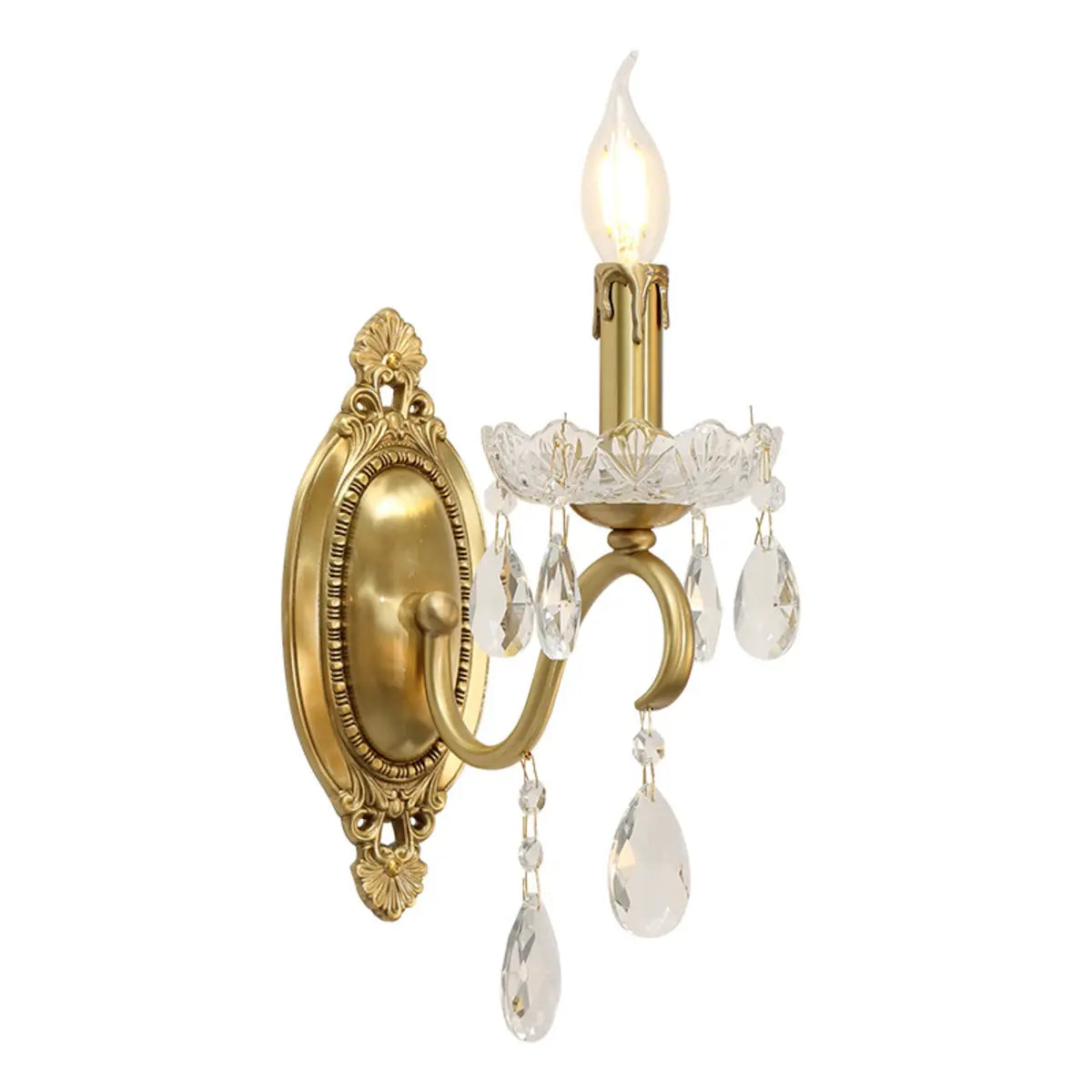 Vintage Gold Crystal Candle LED Wall Sconce Light Image - 3