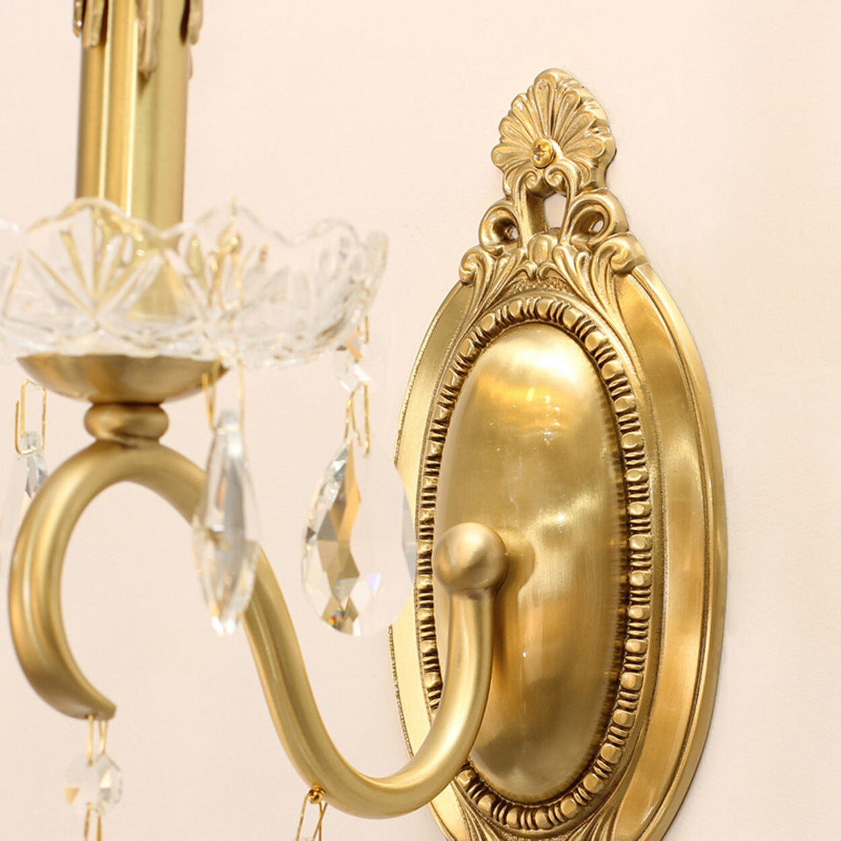 Vintage Gold Crystal Candle LED Wall Sconce Light Image - 8