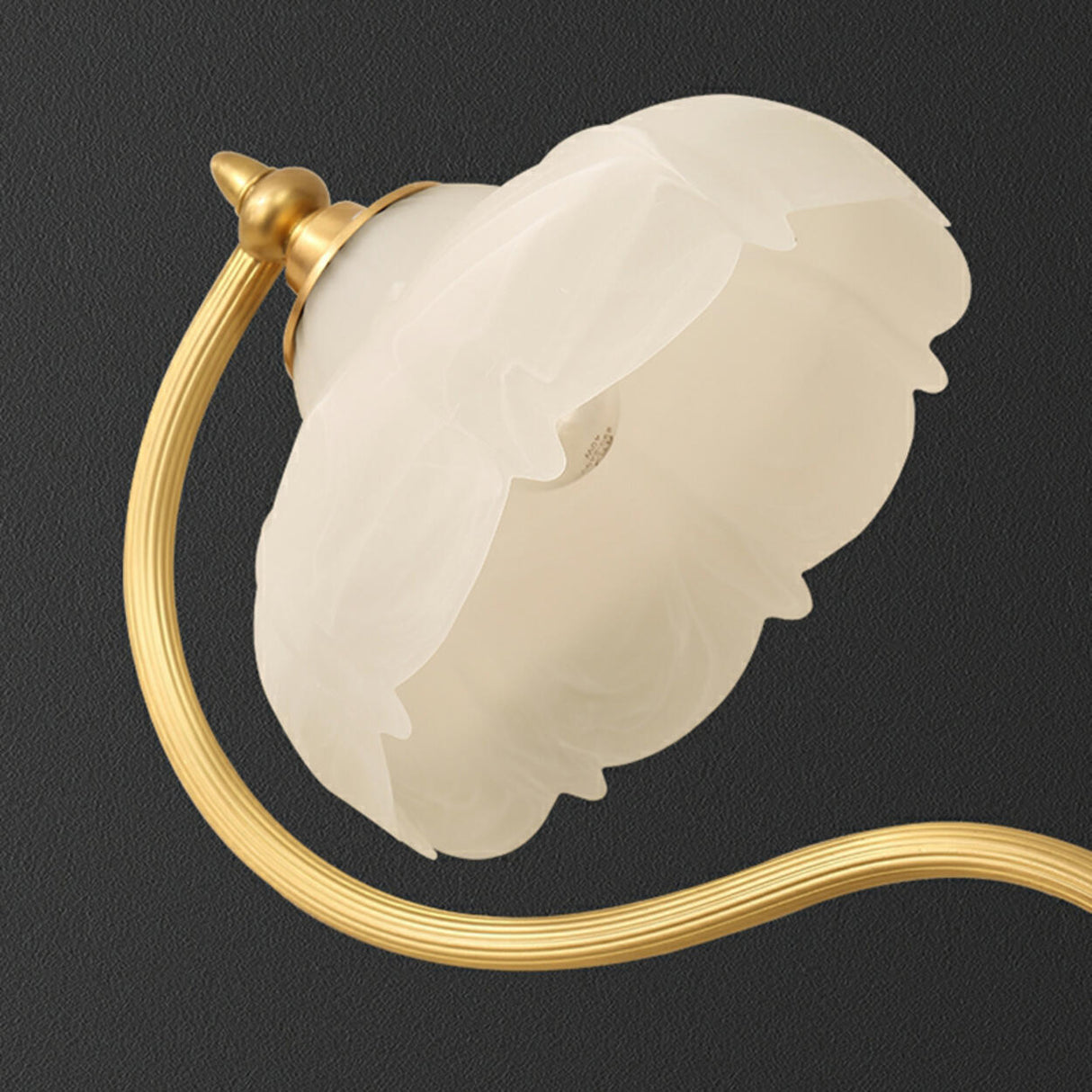 Vintage Gold Floral Shade Curved Bedside Table Lamp Image - 9