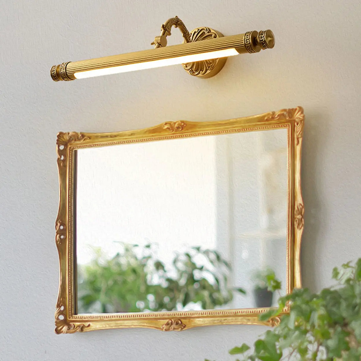 Vintage Gold Geometric LED Vanity Wall Light Image - 2