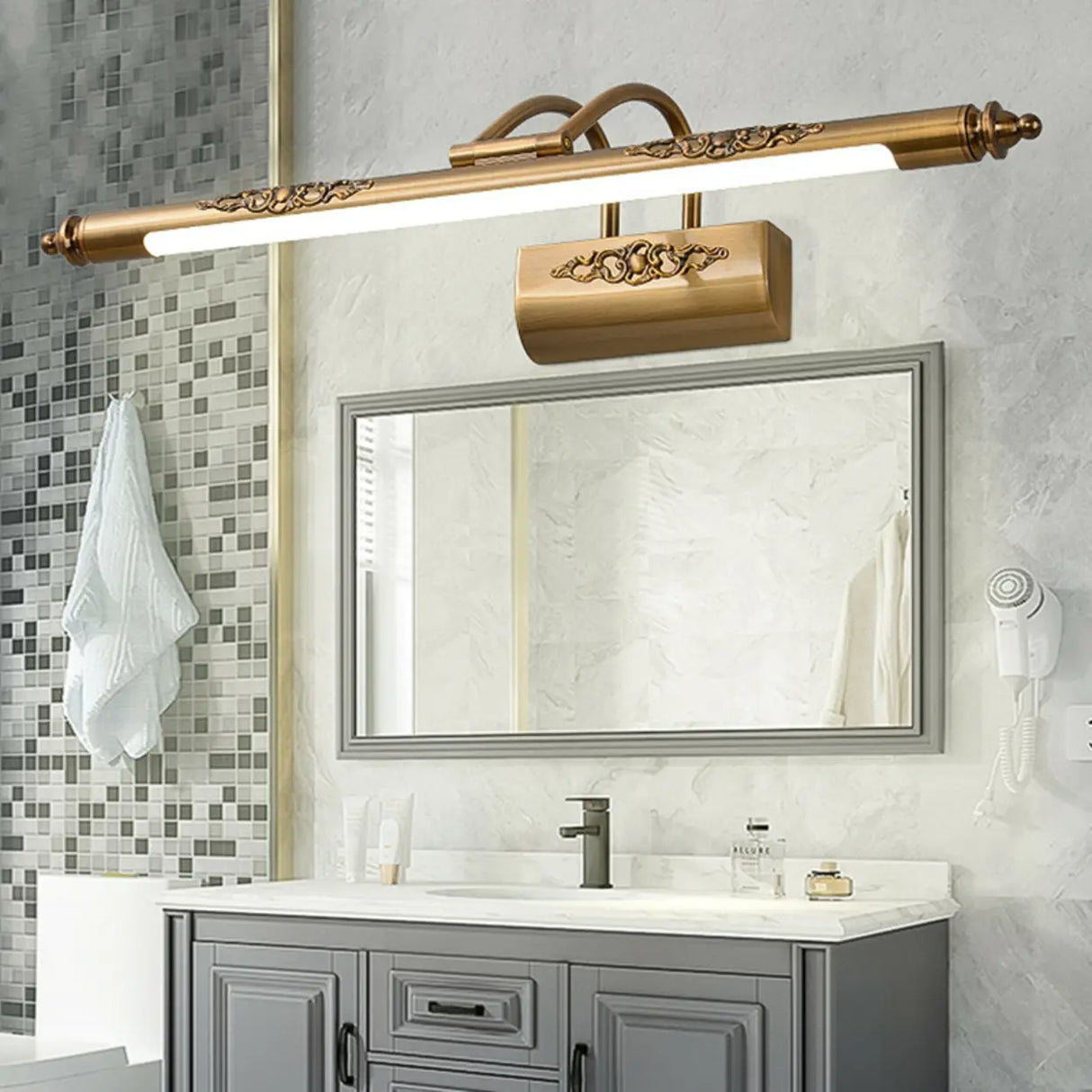 Vintage Gold Linear LED Mirrors Vanity Light Fixture Image - 7