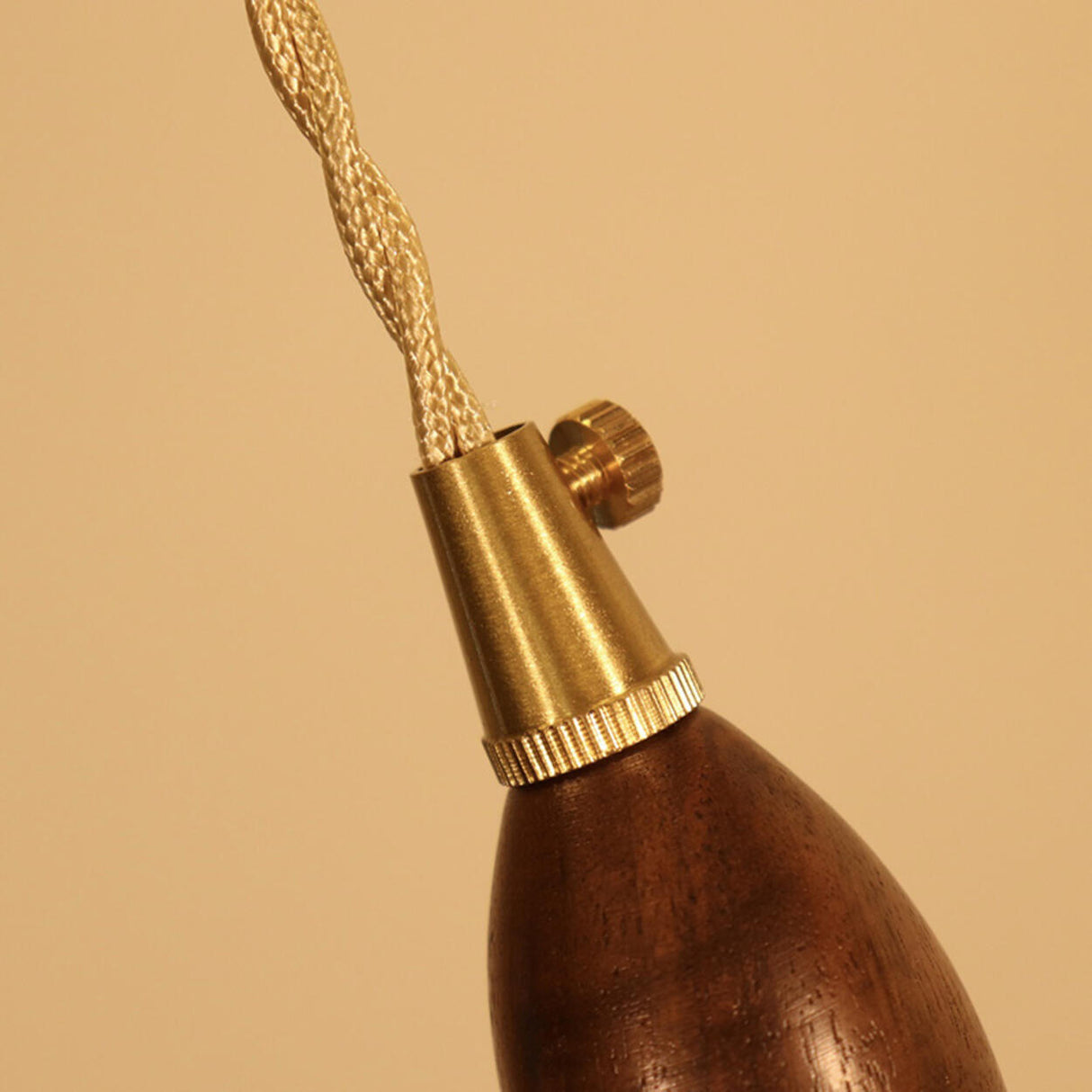 Vintage Green Glass Pendant Light Brass and Wooden Accent Image - 11