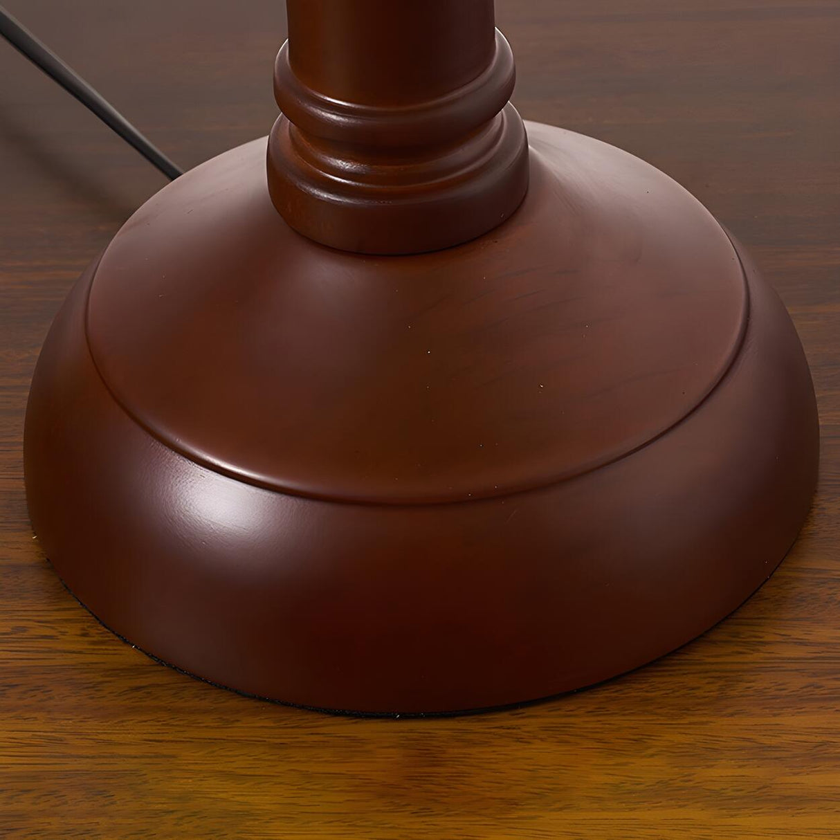 Vintage Green Glass Shade Wood Base Banker Table Lamp Image - 10