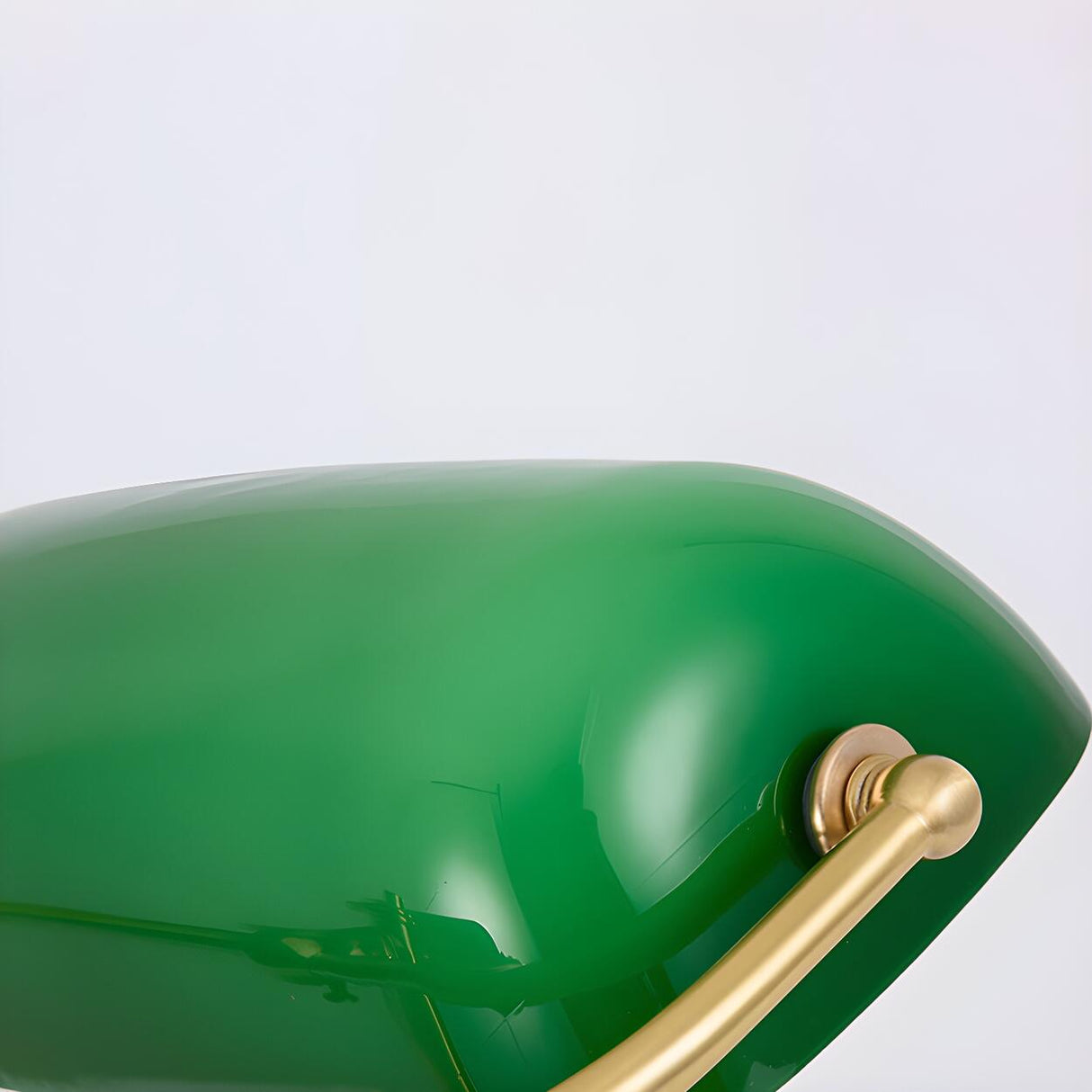 Vintage Green Glass Shade Wood Base Banker Table Lamp Image - 9