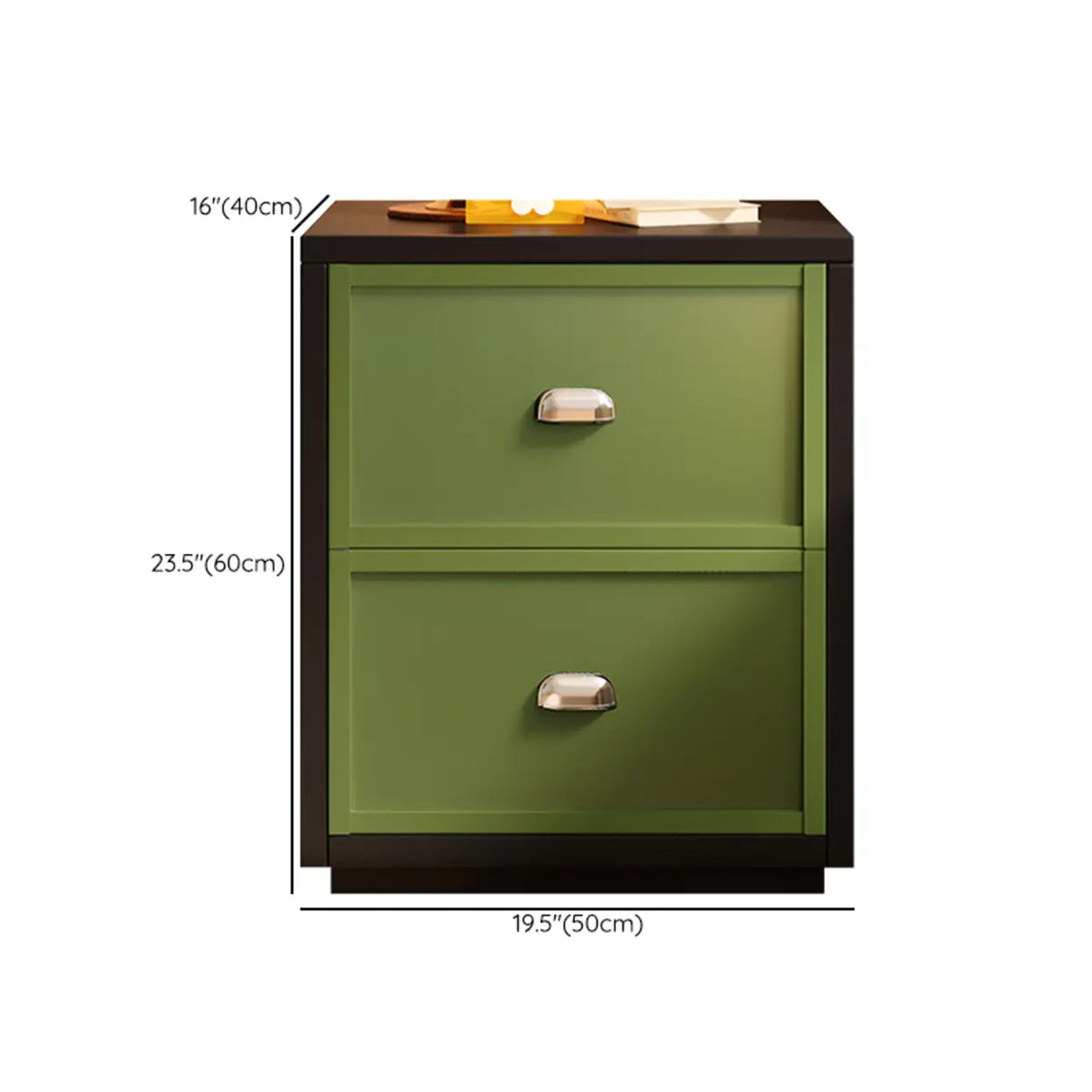 Vintage Green Nightstand with Artistic Drawer Panels Image - 10