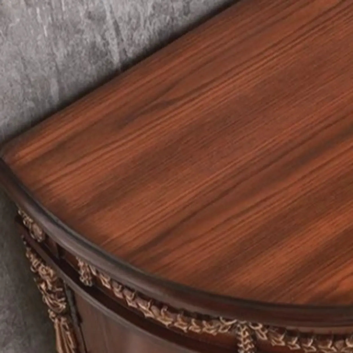 Vintage Half Moon Console Table with Floral Drawers Image - 12