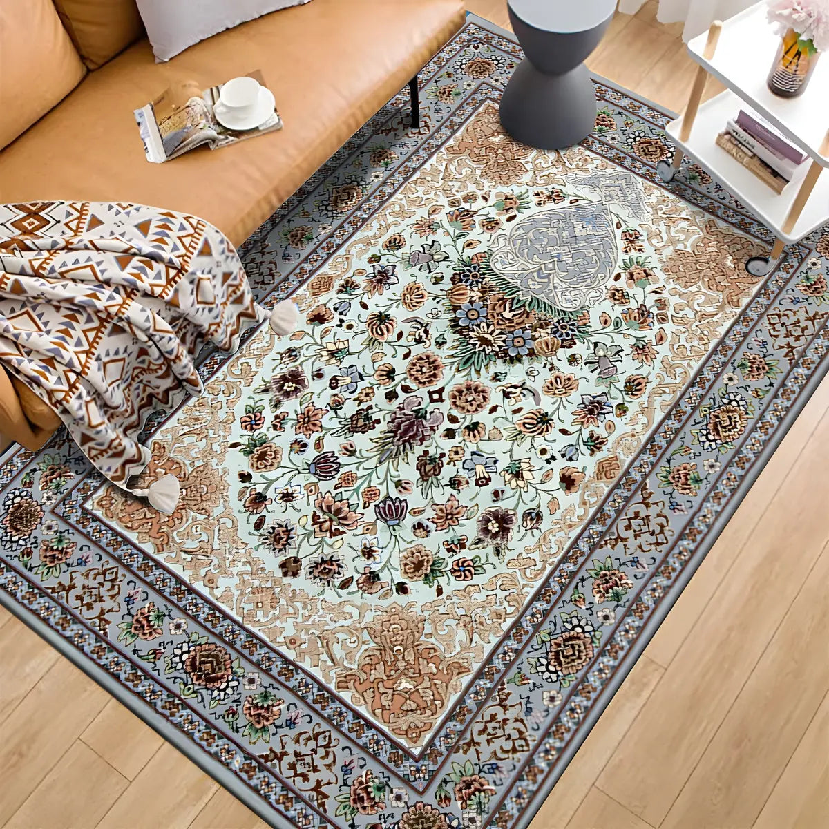 Vintage Imitation Wool Graphic Print Anti-Slip Area Rug Image - 2