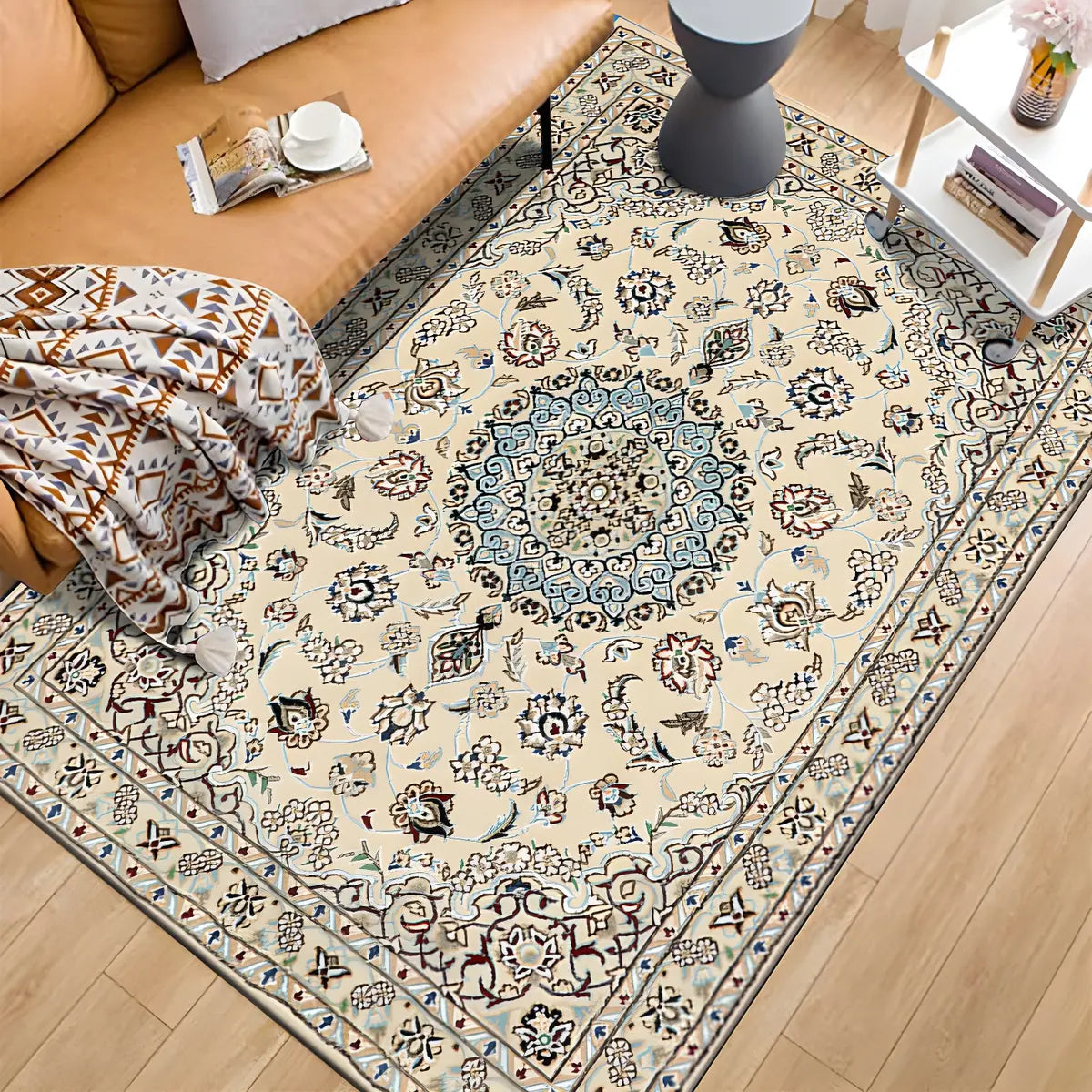 Vintage Imitation Wool Graphic Print Anti-Slip Area Rug Image - 7