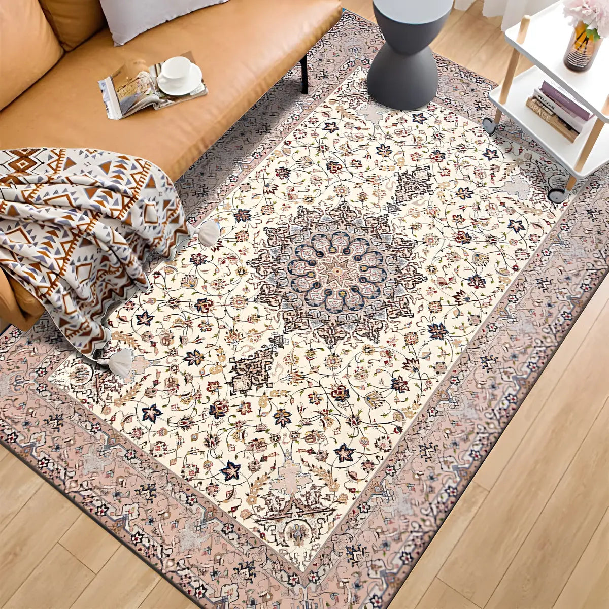 Vintage Imitation Wool Graphic Print Anti-Slip Area Rug Image - 8