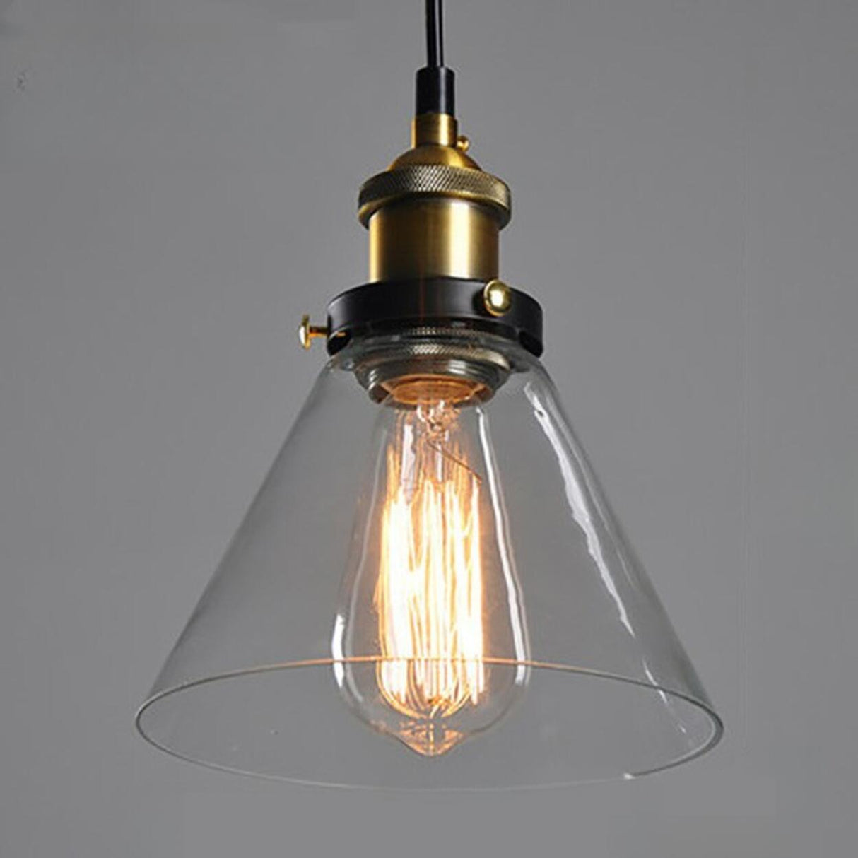 Vintage Industrial Clear Glass Globe Pendant Light Image - 11