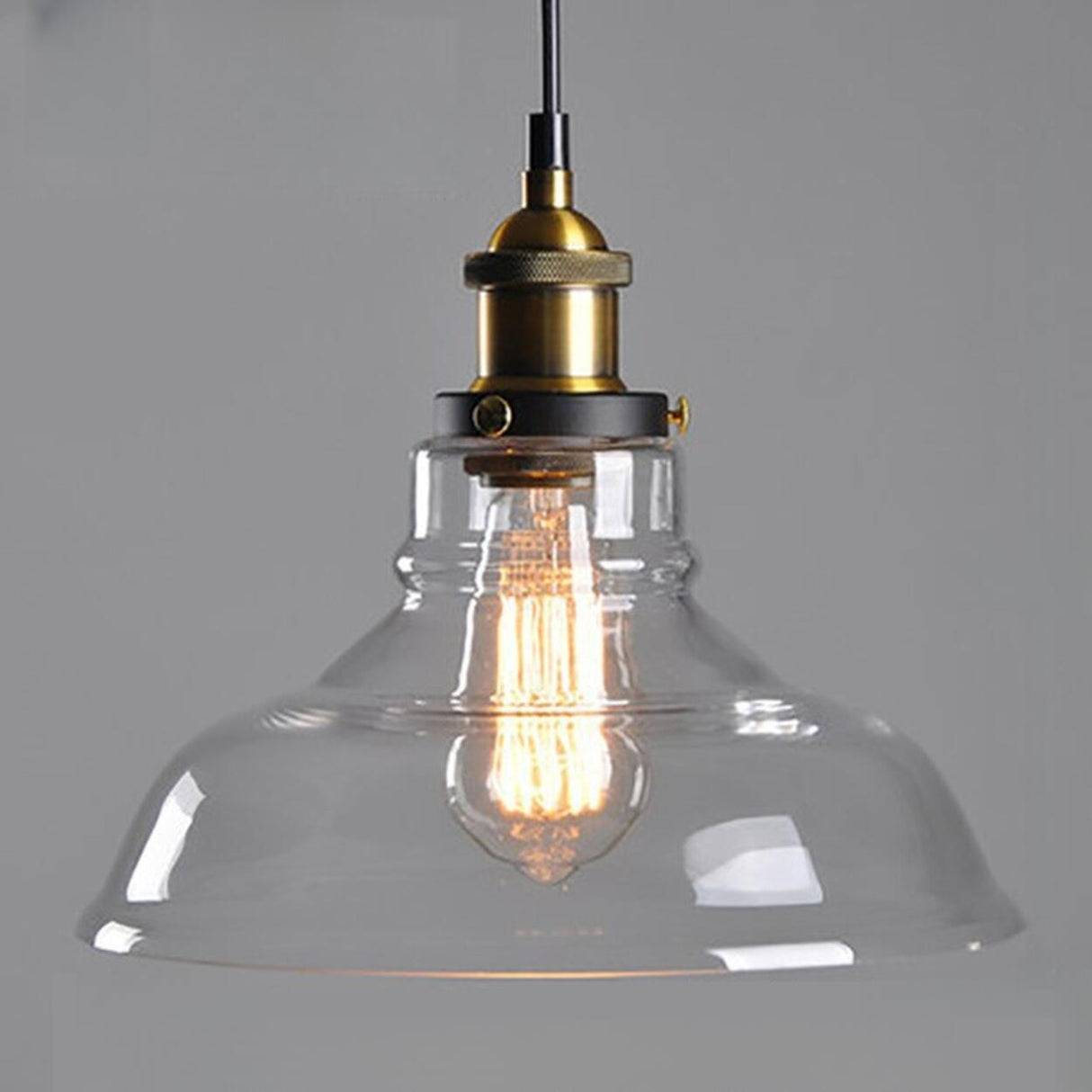 Vintage Industrial Clear Glass Globe Pendant Light Image - 14