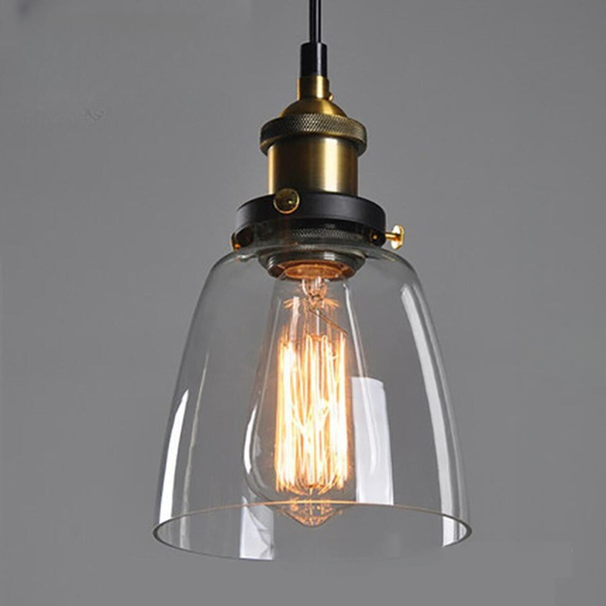 Vintage Industrial Clear Glass Globe Pendant Light Image - 16