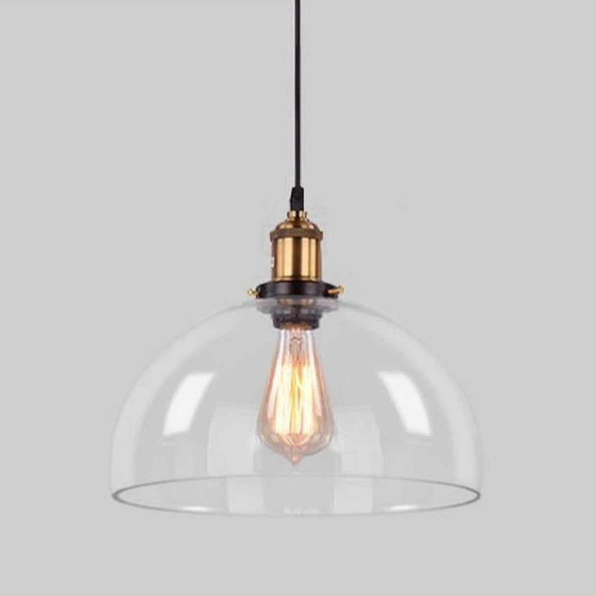 Vintage Industrial Clear Glass Globe Pendant Light Image - 20
