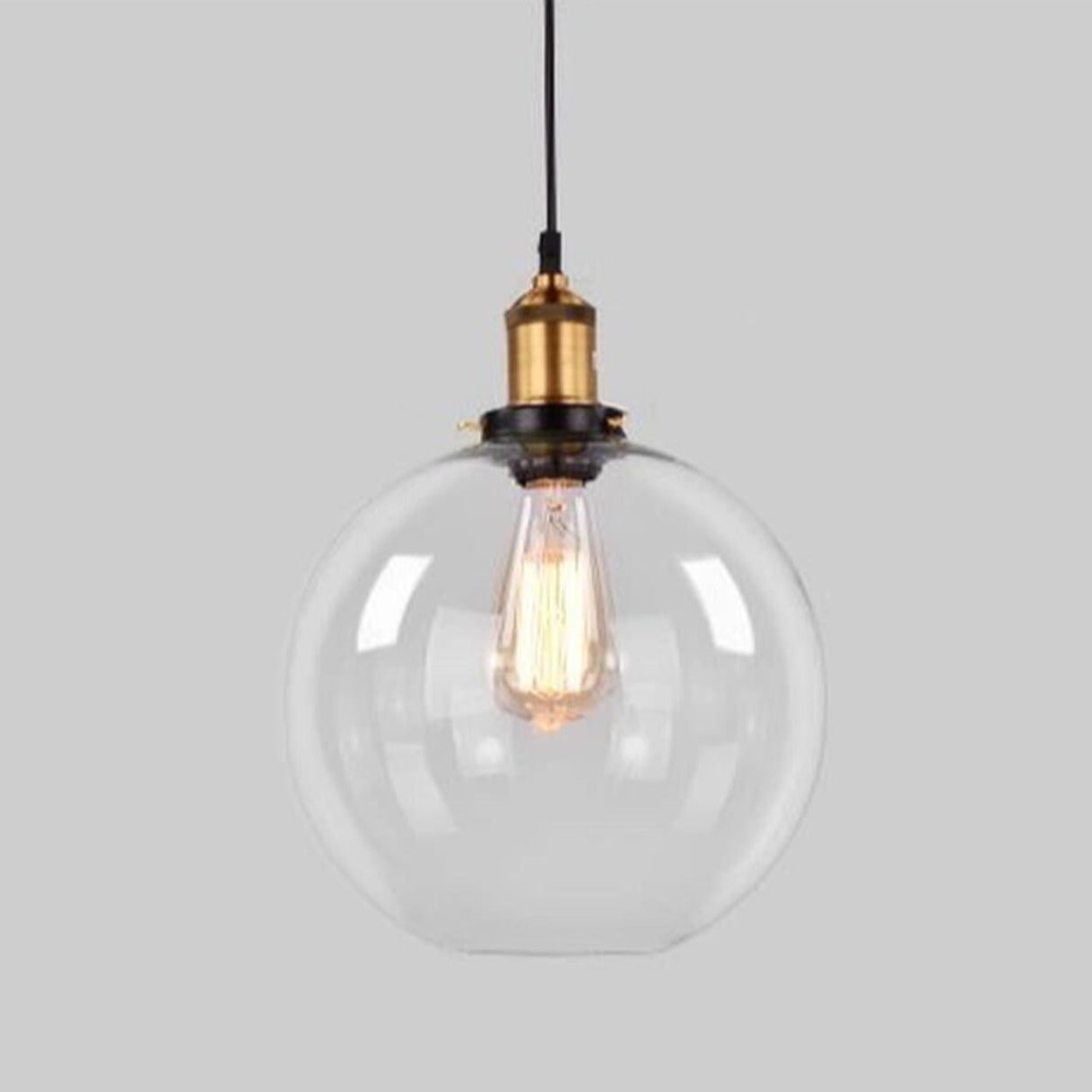 Vintage Industrial Clear Glass Globe Pendant Light Image - 21