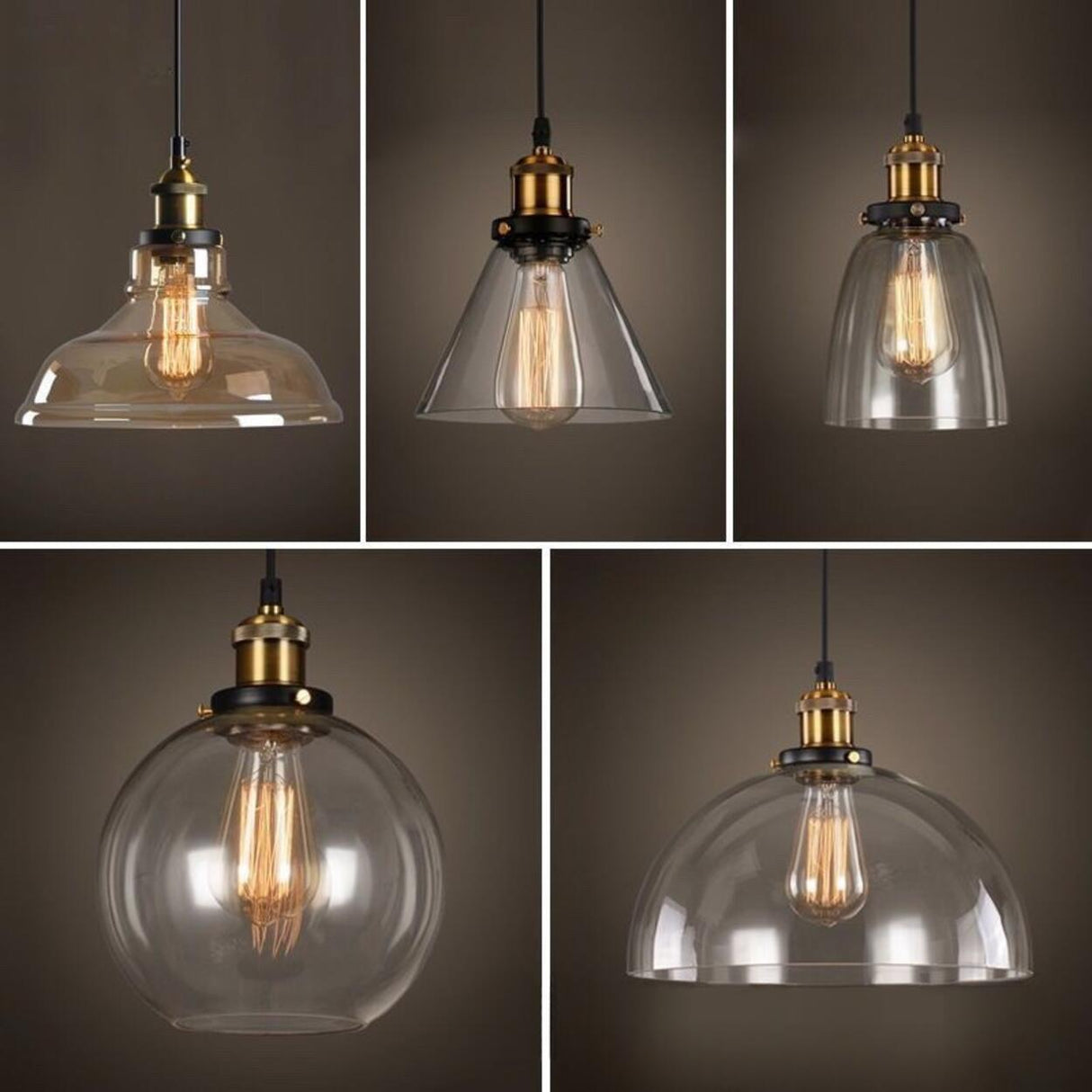 Vintage Industrial Clear Glass Globe Pendant Light Image - 26