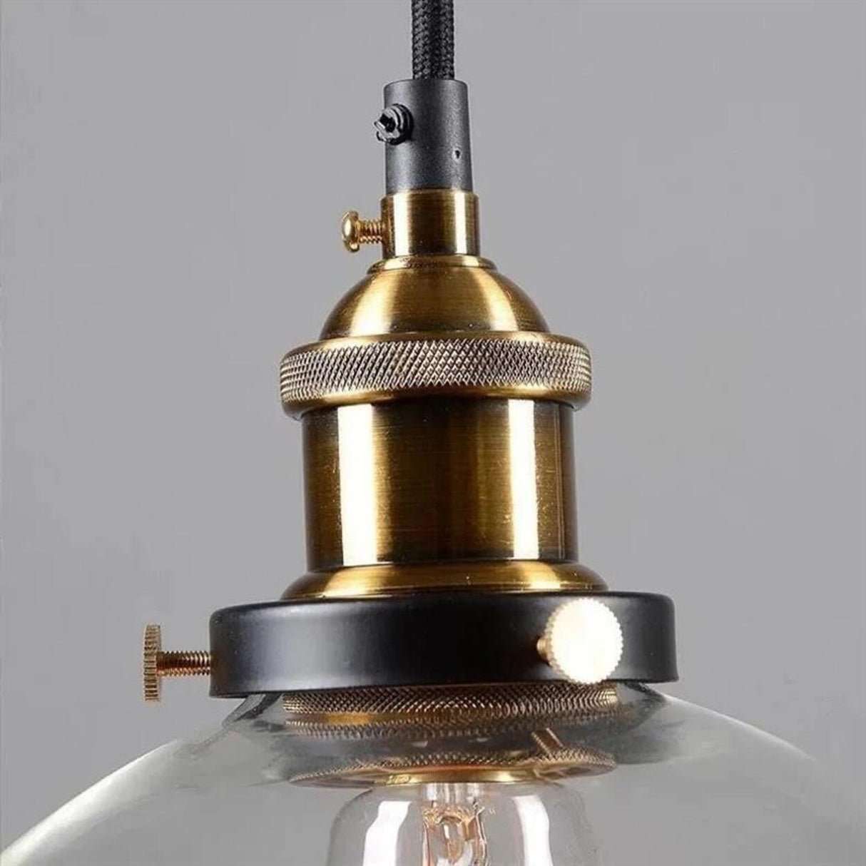 Vintage Industrial Clear Glass Globe Pendant Light Image - 28