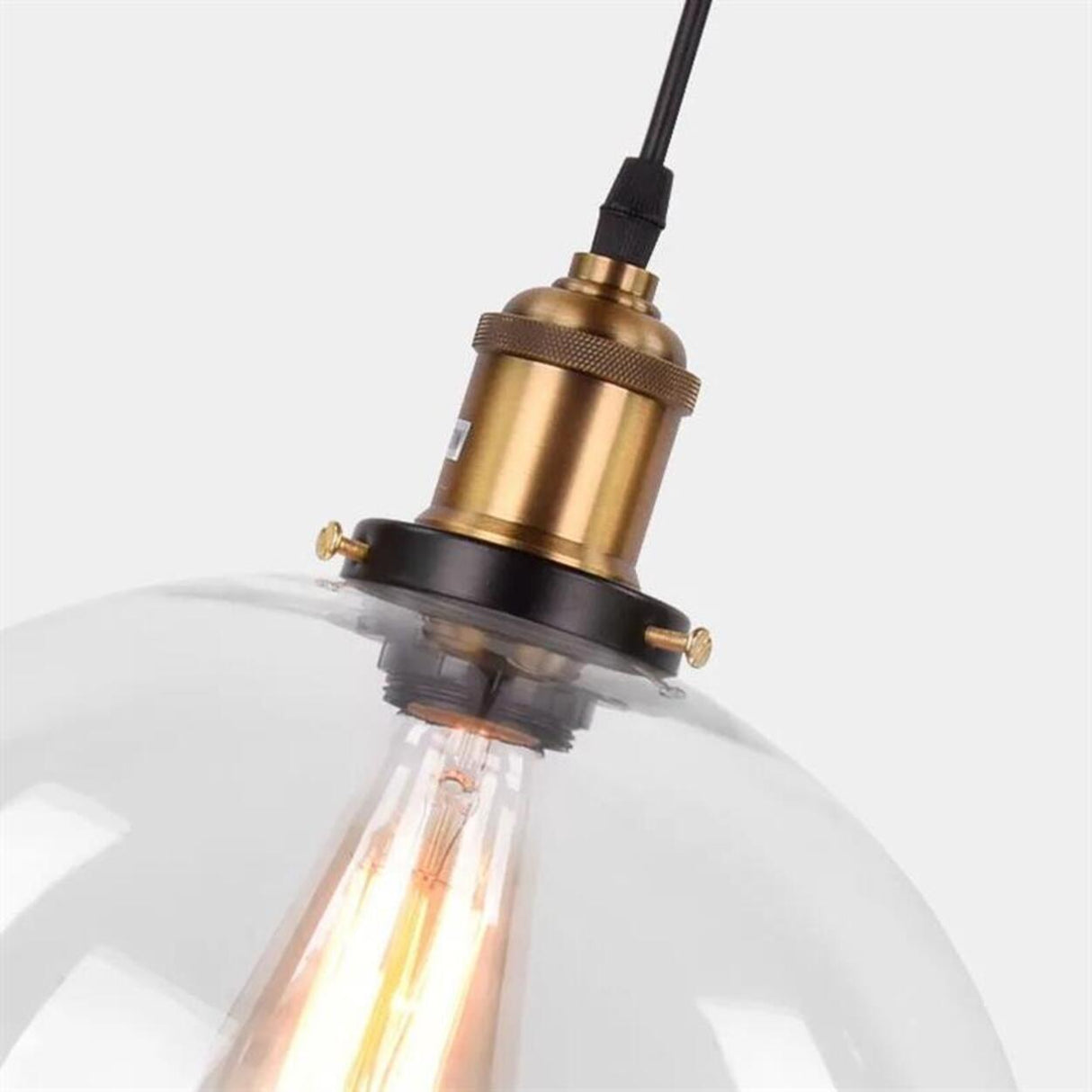 Vintage Industrial Clear Glass Globe Pendant Light Image - 29