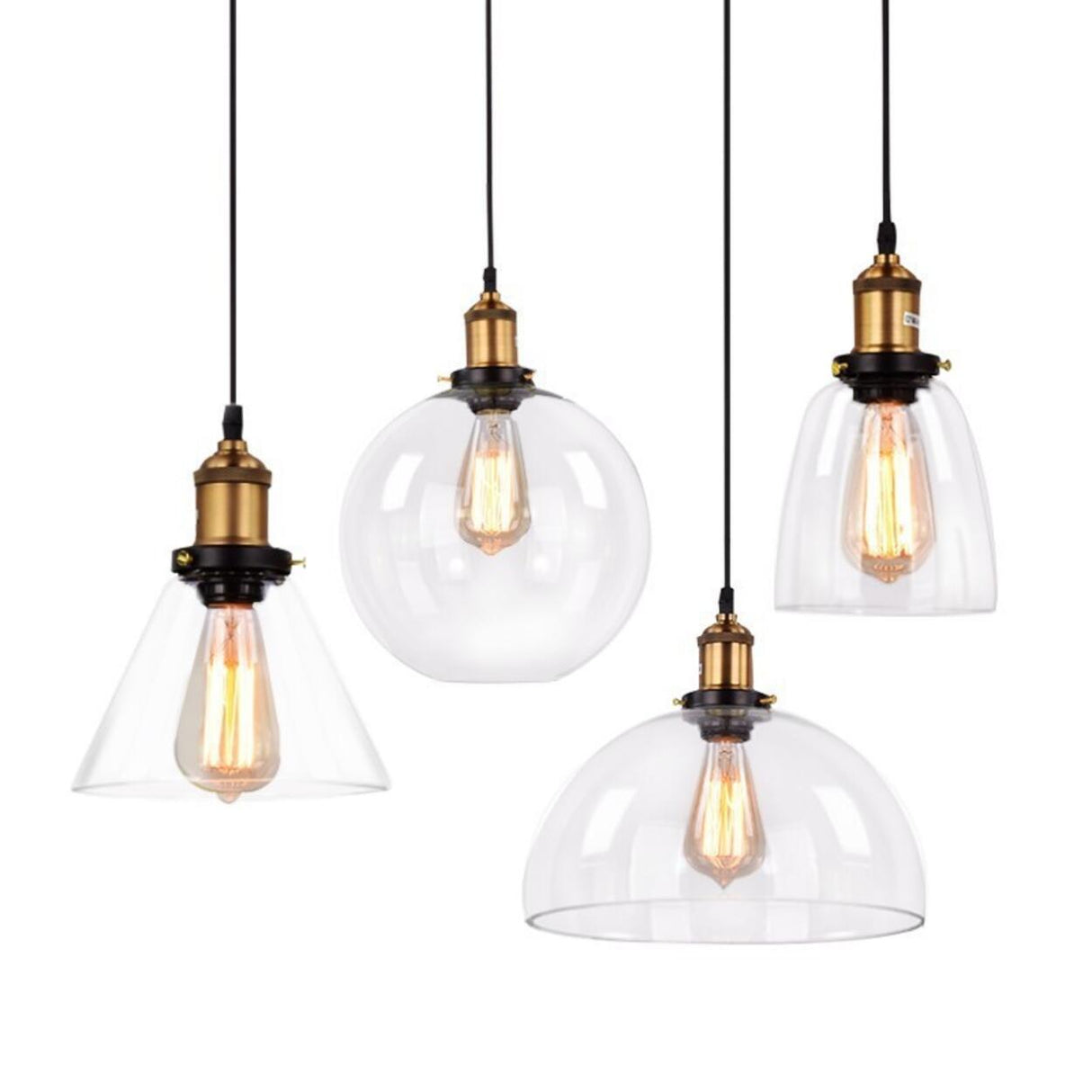 Vintage Industrial Clear Glass Globe Pendant Light Image - 5