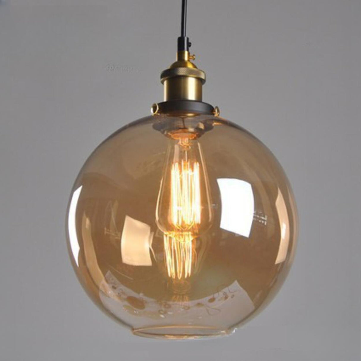 Vintage Industrial Clear Glass Globe Pendant Light Image - 6