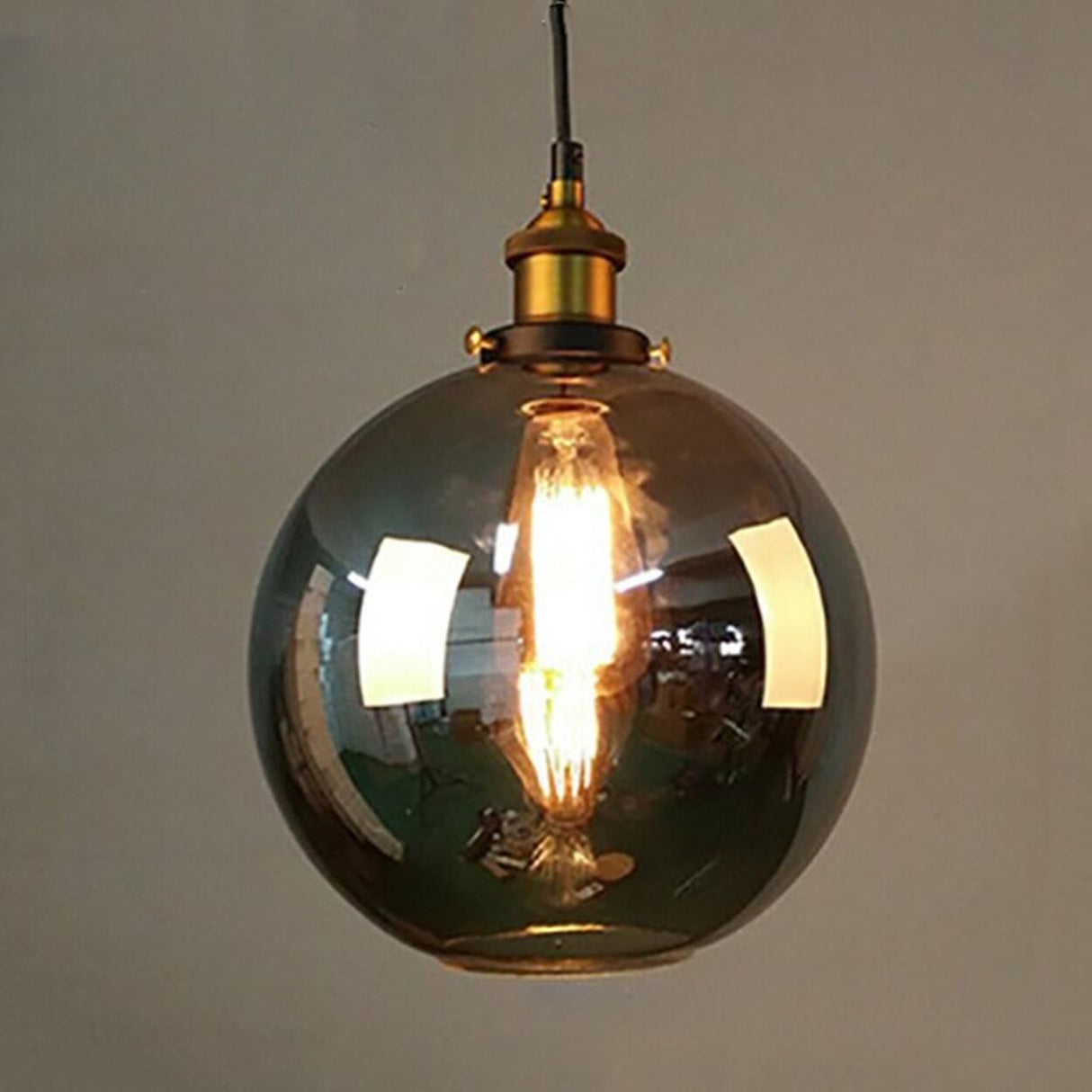 Vintage Industrial Clear Glass Globe Pendant Light Image - 7