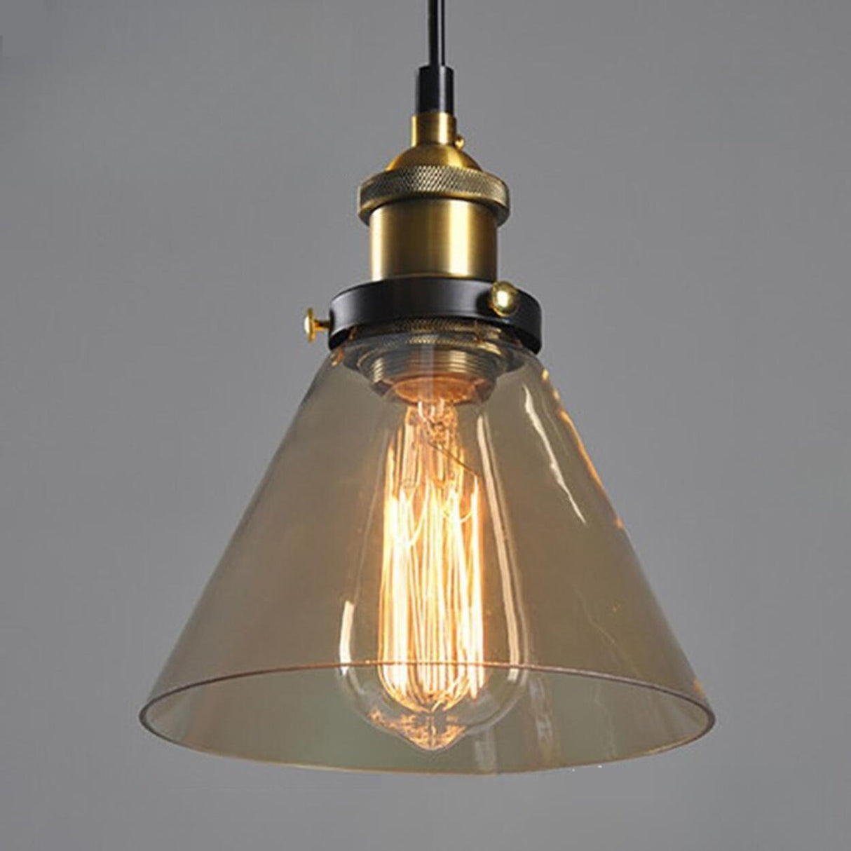 Vintage Industrial Clear Glass Globe Pendant Light Image - 9
