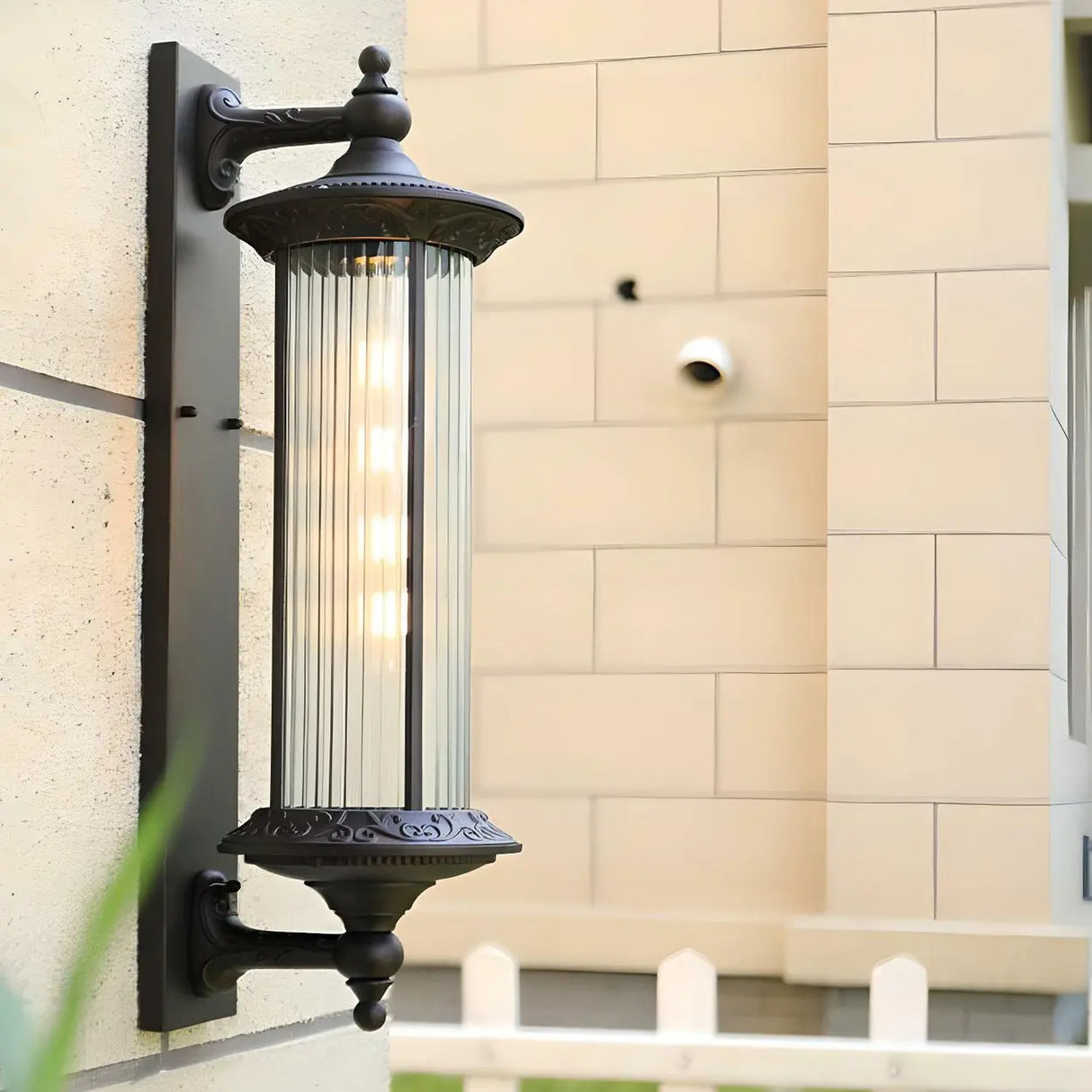 Vintage Industrial Cylindrical Glass External Wall Light Image - 11