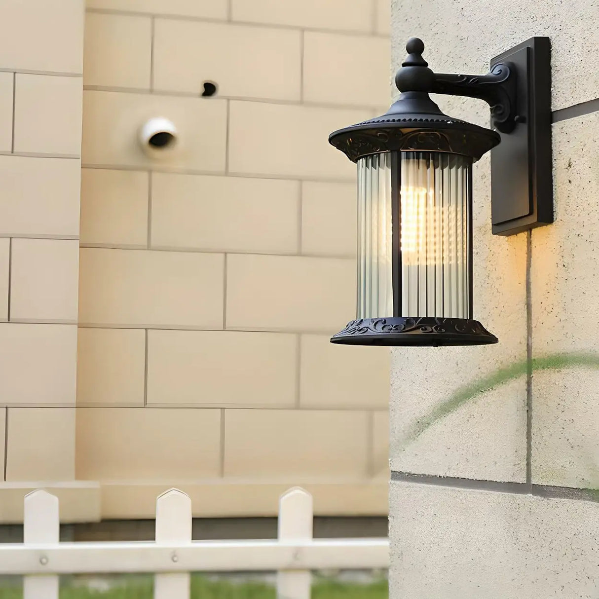 Vintage Industrial Cylindrical Glass External Wall Light Image - 13