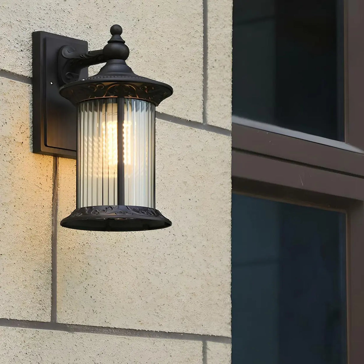 Vintage Industrial Cylindrical Glass External Wall Light Image - 14