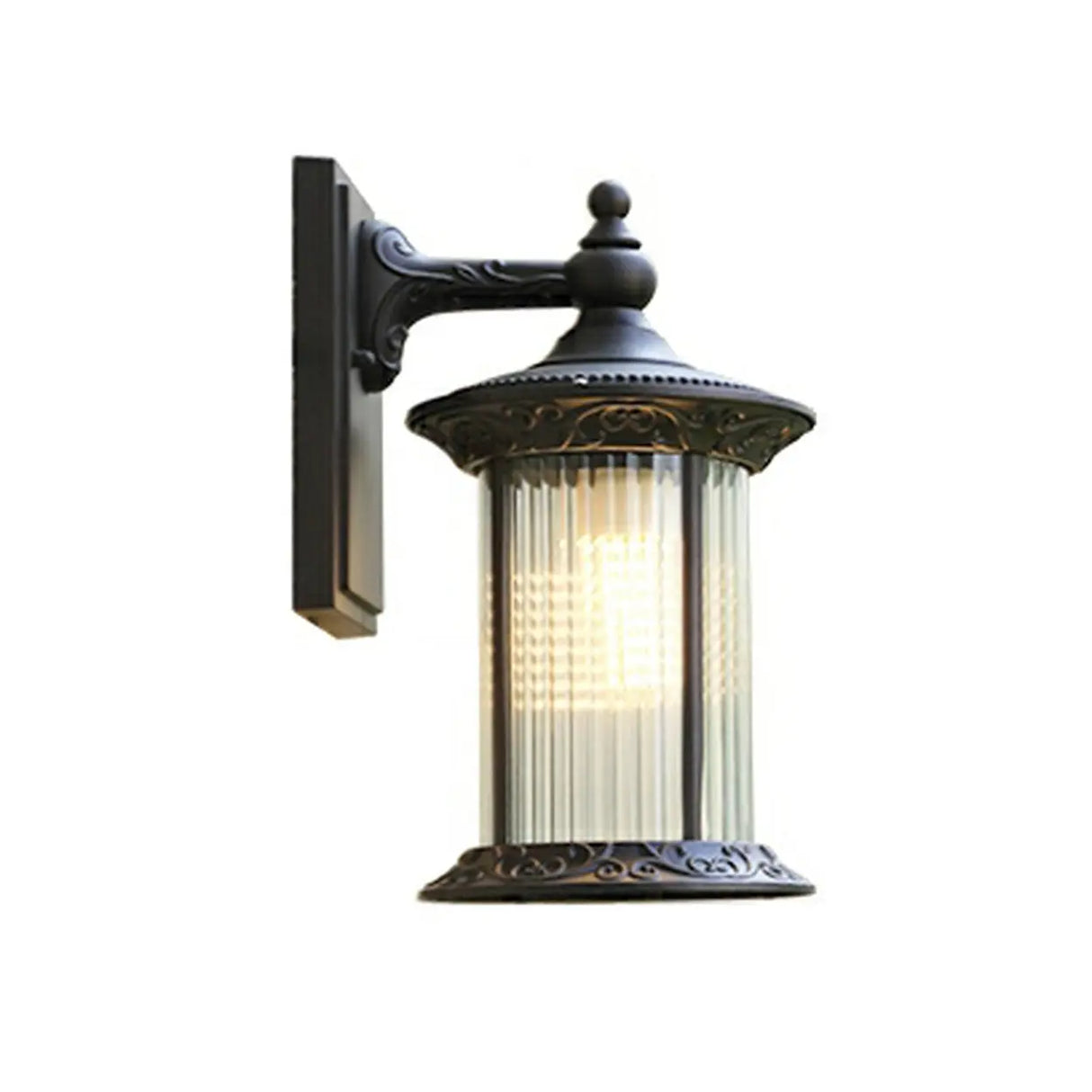 Vintage Industrial Cylindrical Glass External Wall Light Image - 3