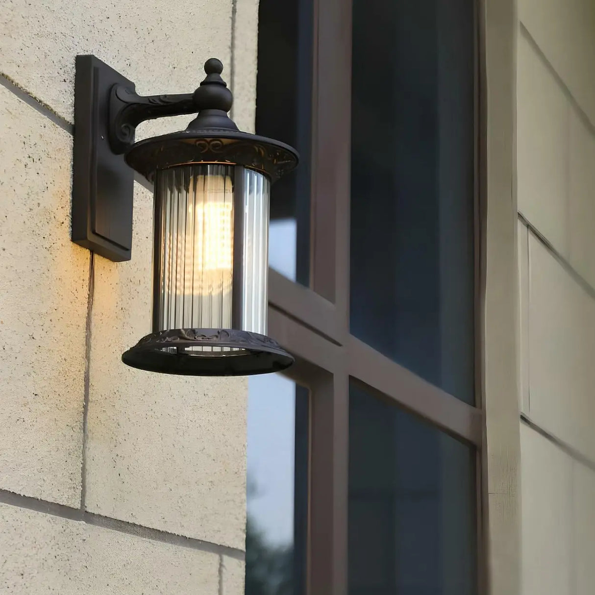 Vintage Industrial Cylindrical Glass External Wall Light Image - 5