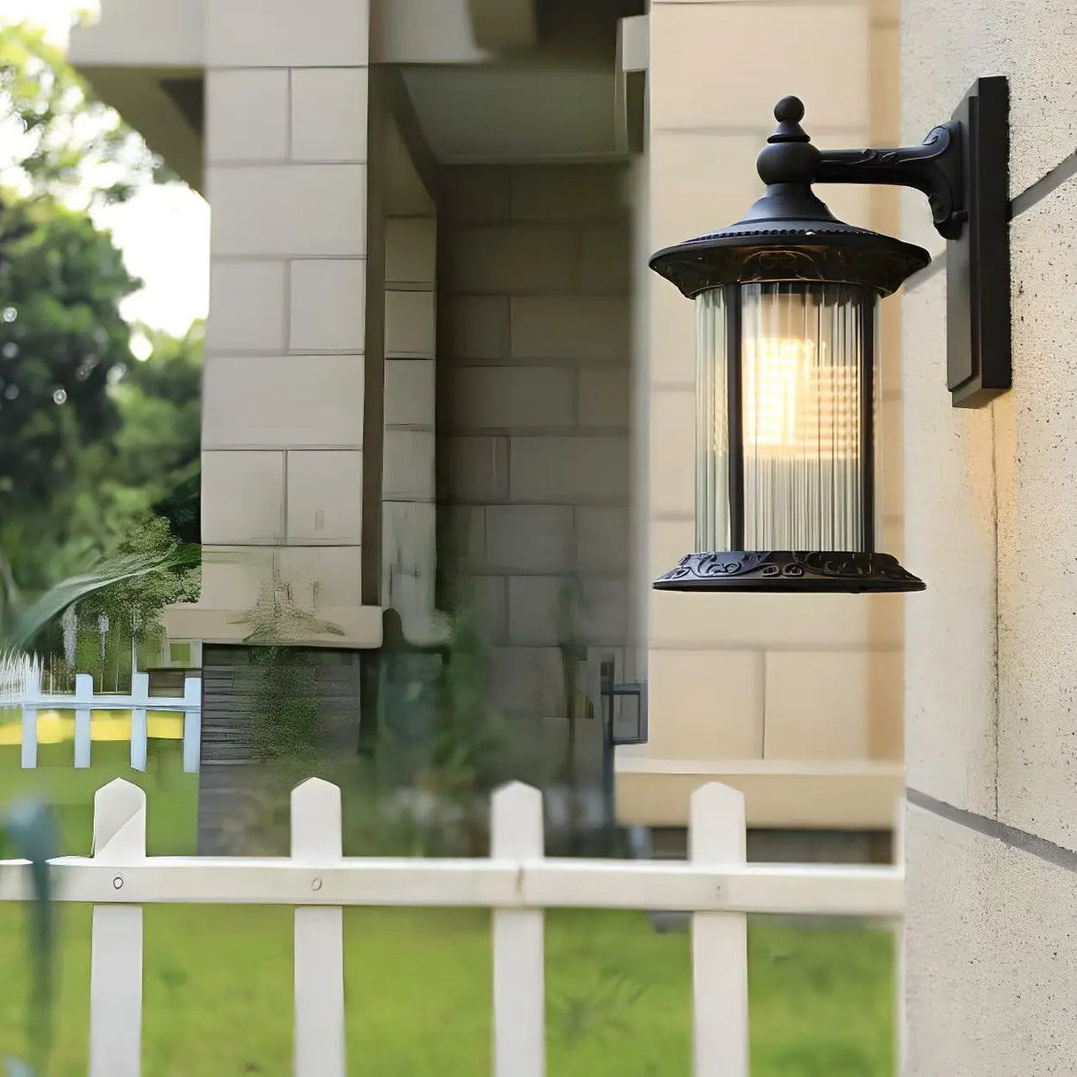 Vintage Industrial Cylindrical Glass External Wall Light Image - 6