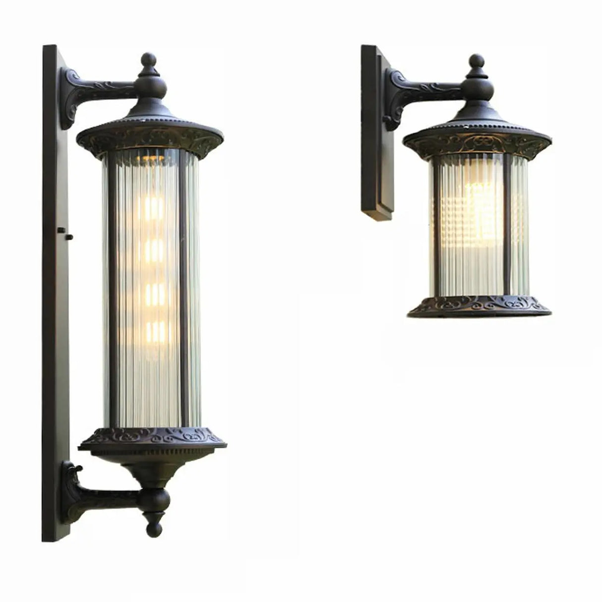 Vintage Industrial Cylindrical Glass External Wall Light Image - 7