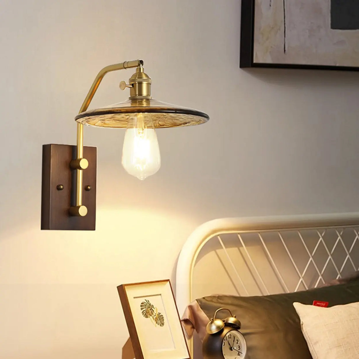 Vintage Industrial Glass Shade Wall Sconce Image - 1