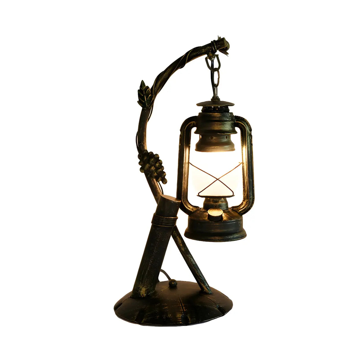 Vintage Lantern Brass Vine Decor Bedroom Table Lamp Image - 2