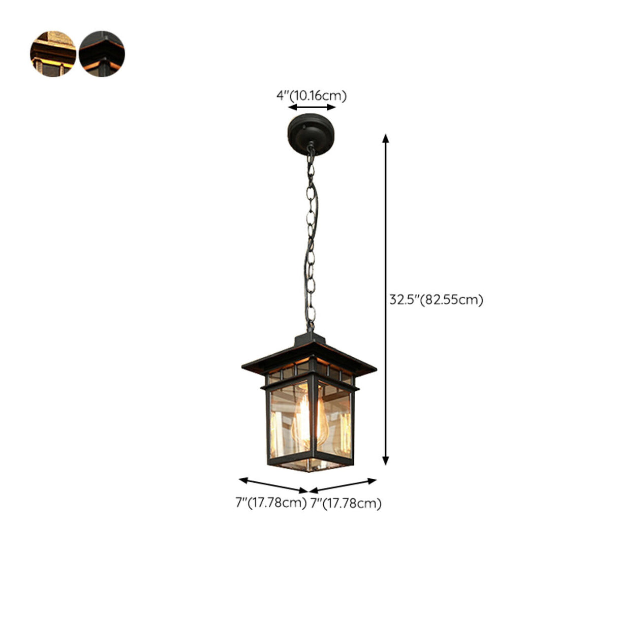 Vintage Lantern Clear Glass Outdoor Pendant Light