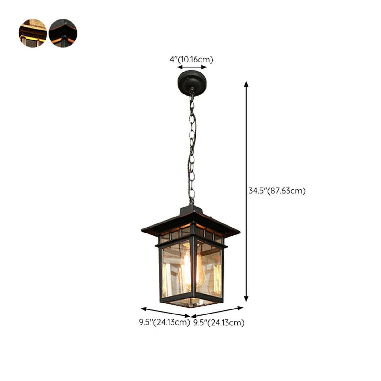 Vintage Lantern Clear Glass Outdoor Pendant Light Image - 13