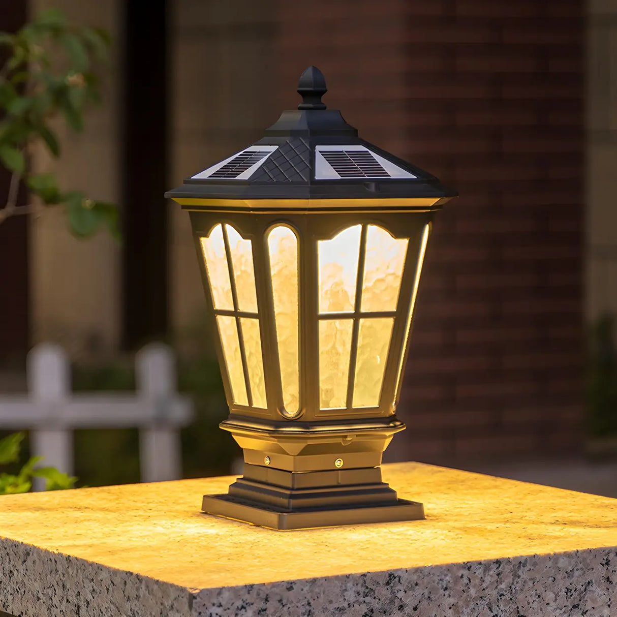 Vintage Lantern Style Solar Outdoor Post Table Lamp Image - 1