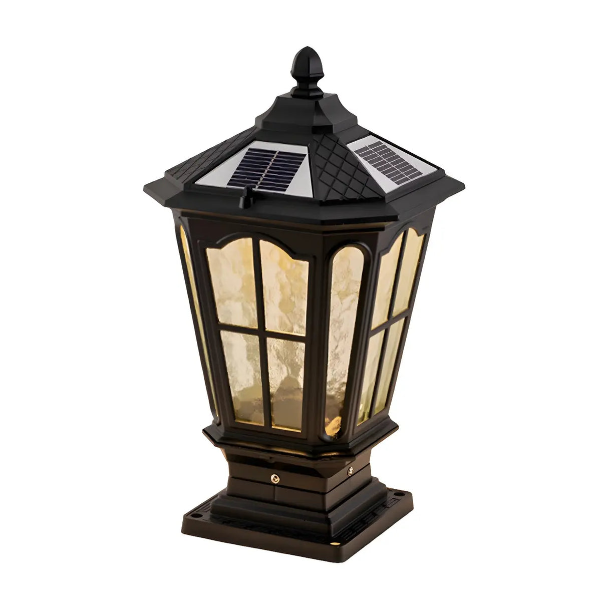 Vintage Lantern Style Solar Outdoor Post Table Lamp Image - 6