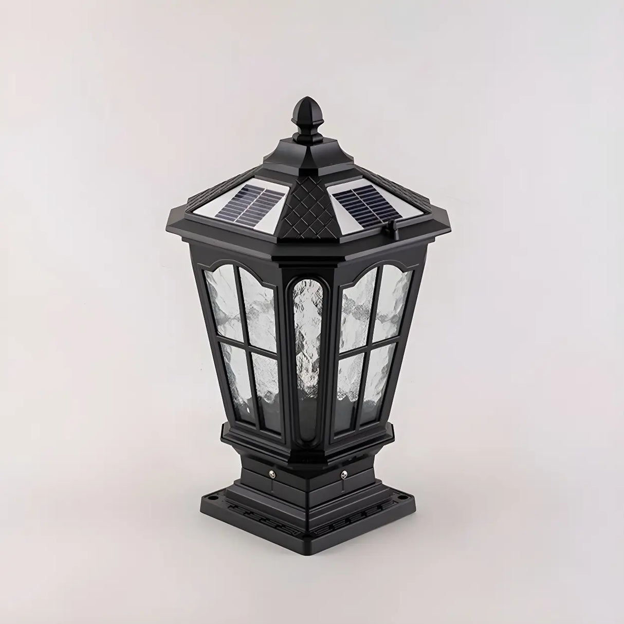Vintage Lantern Style Solar Outdoor Post Table Lamp Image - 7
