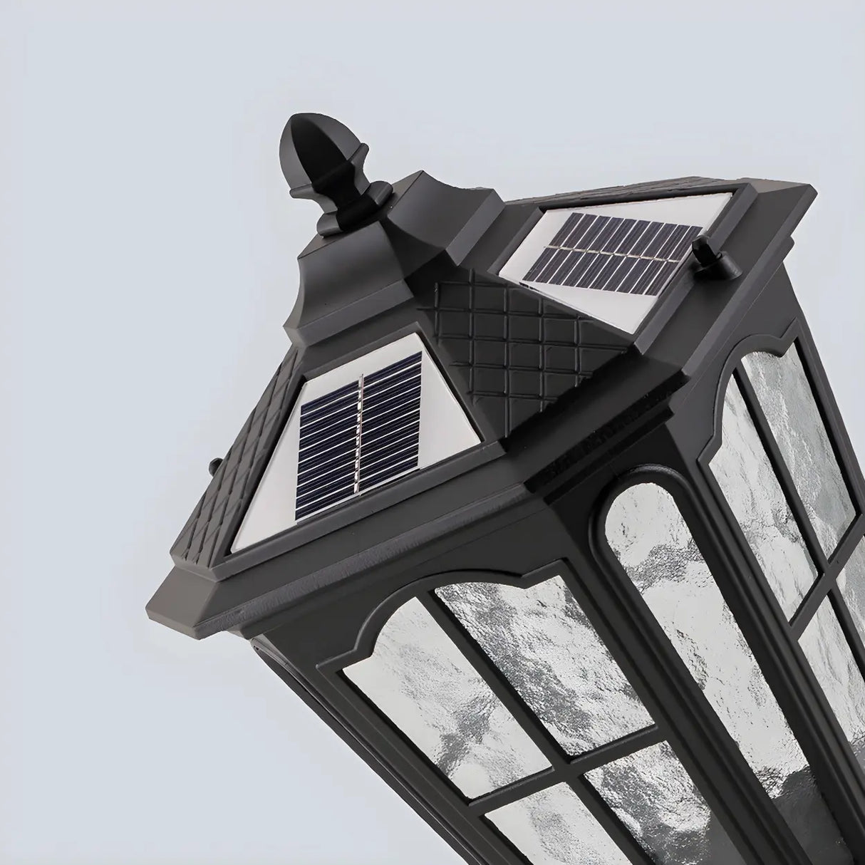 Vintage Lantern Style Solar Outdoor Post Table Lamp Image - 8