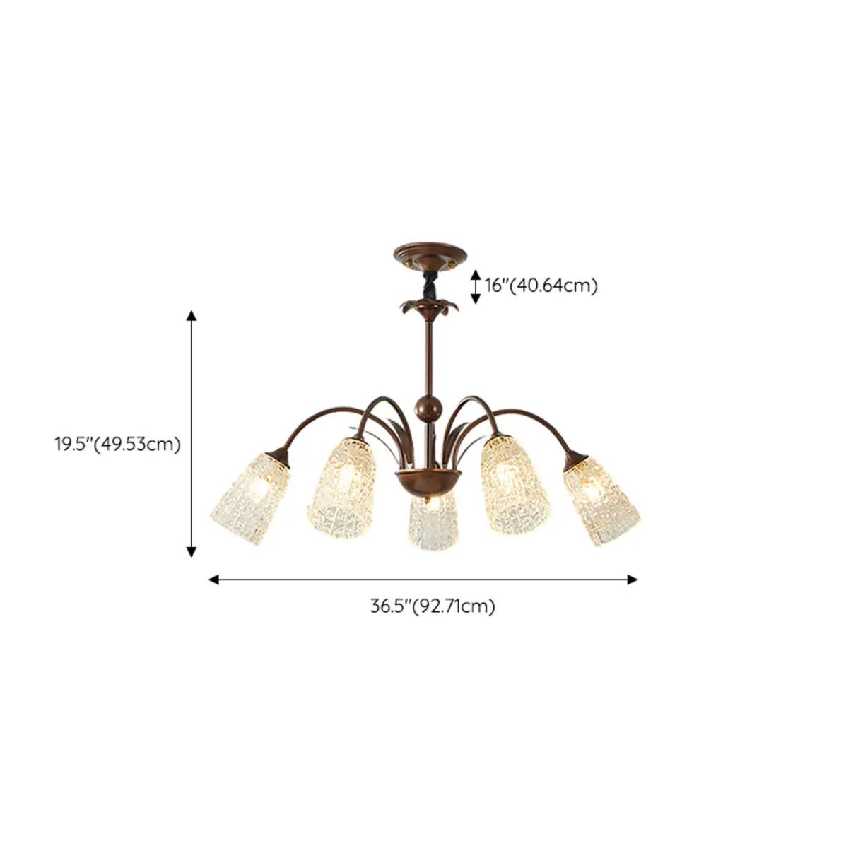 Vintage Large Glass Round Living Room Brown Chandelier