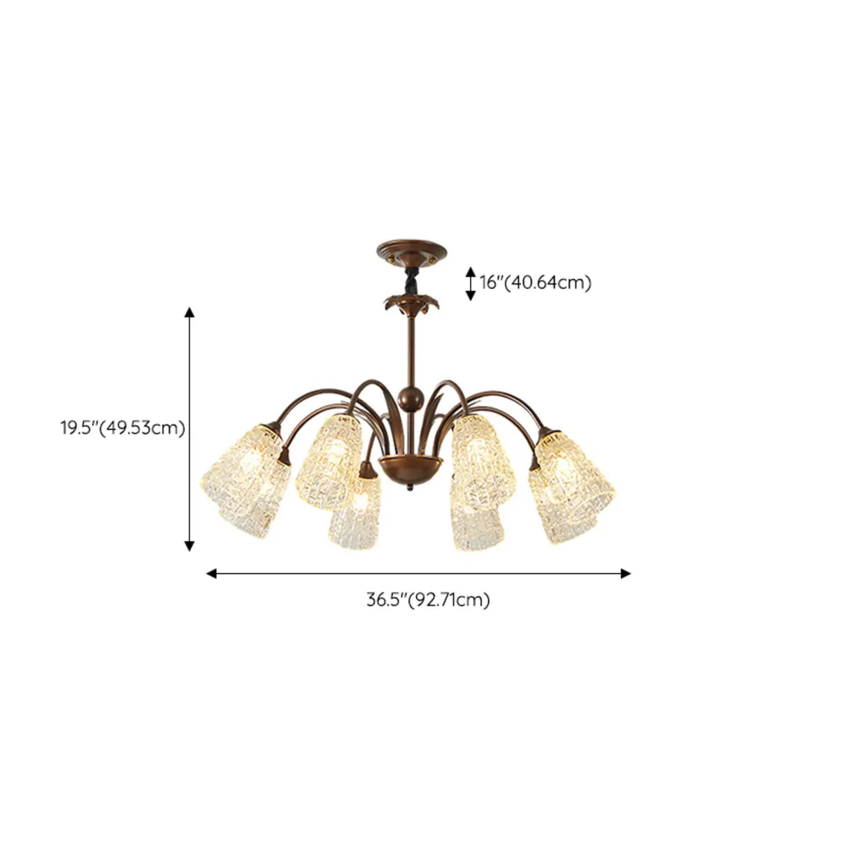 Vintage Large Glass Round Living Room Brown Chandelier Image - 14