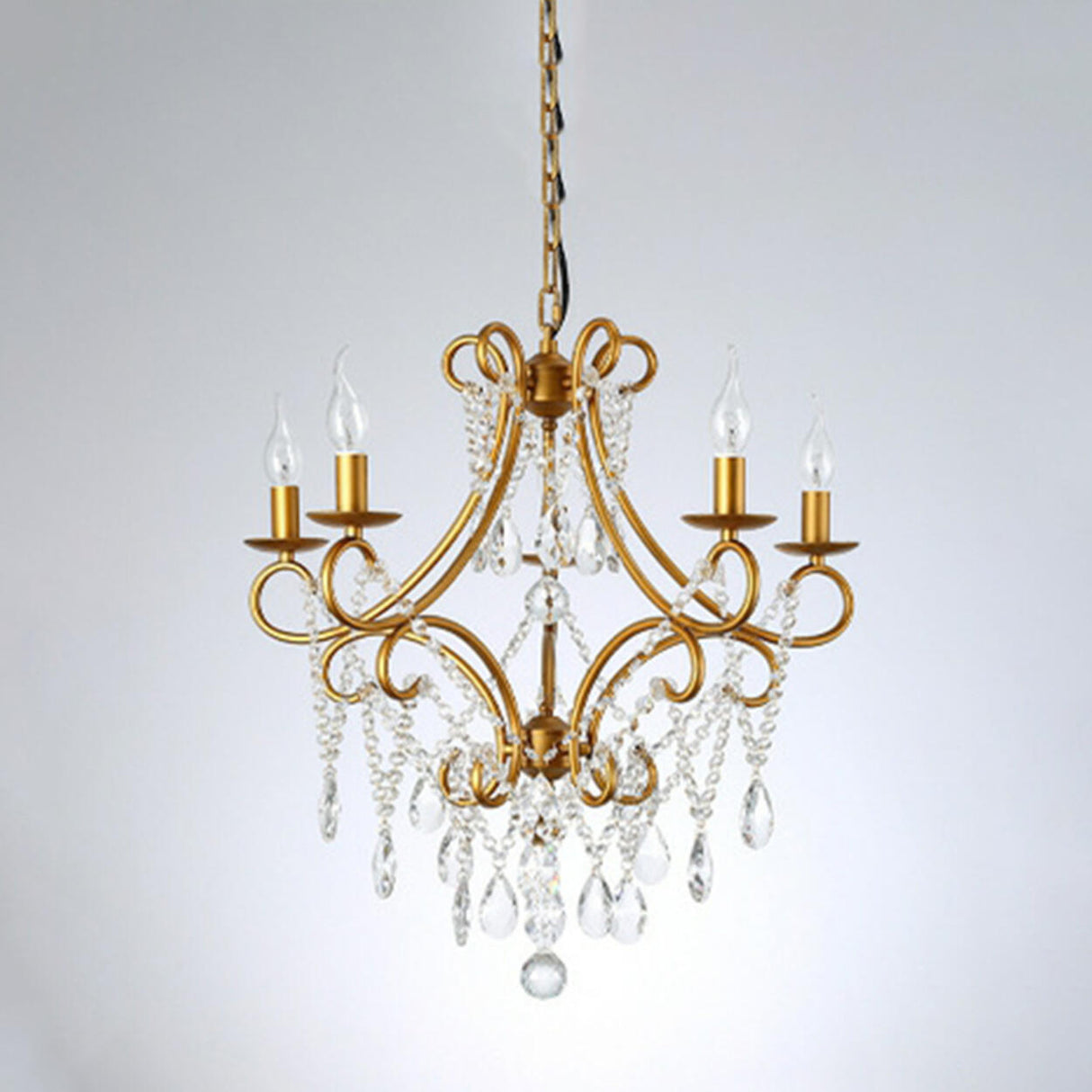 Vintage Luxury Glassy Crystal Branching Candle Chandelier Image - 19